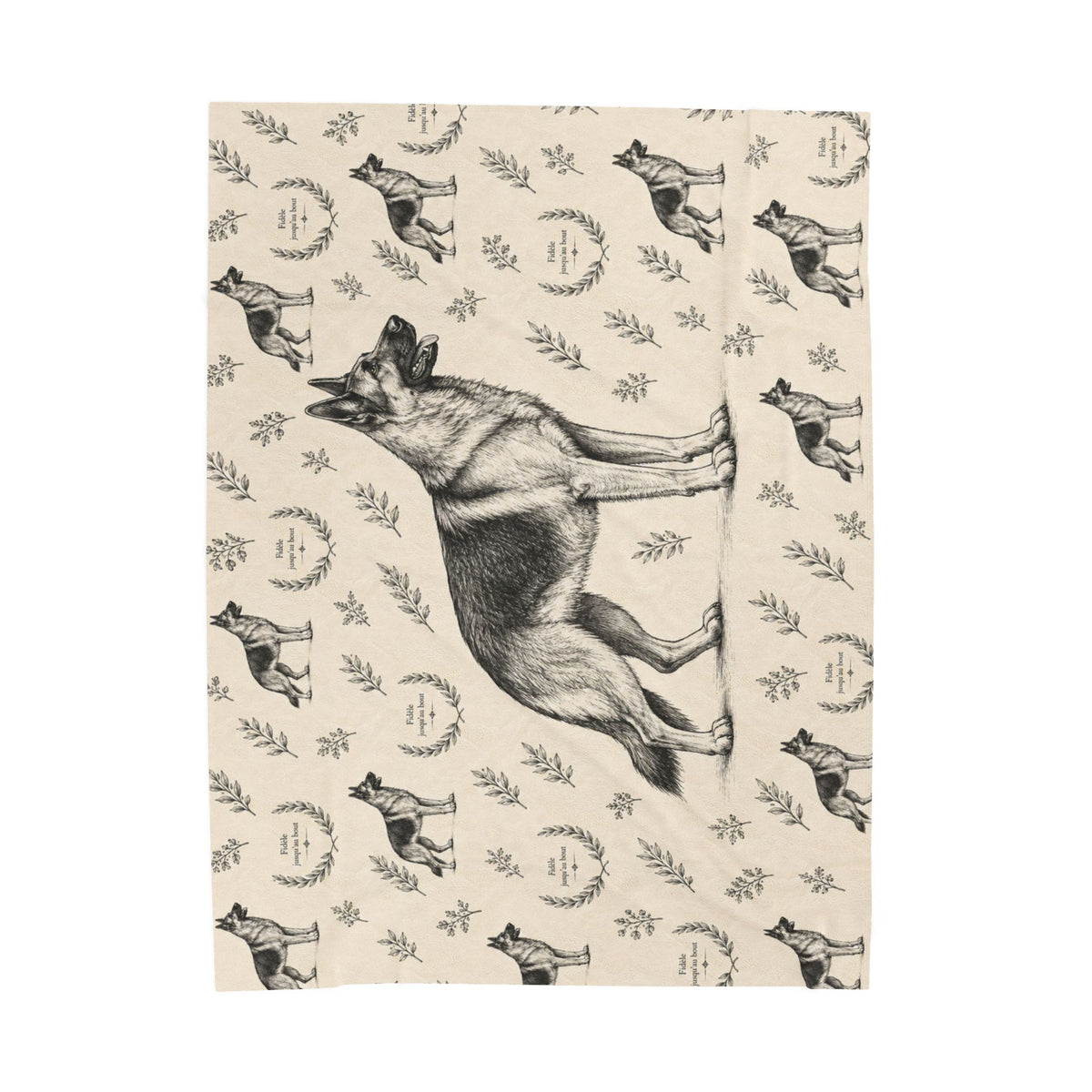 Couverture en peluche effet velours Berger Allemand — Plaid douillet à motif Berger Allemand vintage
