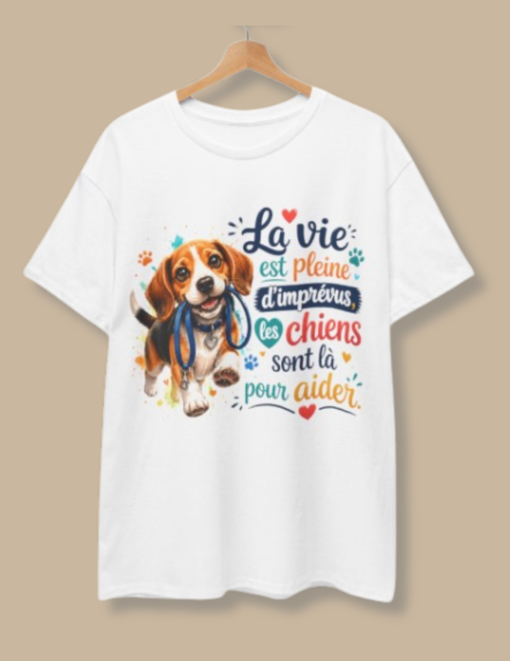 Unisex Heavy Cotton TShirt Beagle La vie est pleine d'imprevus