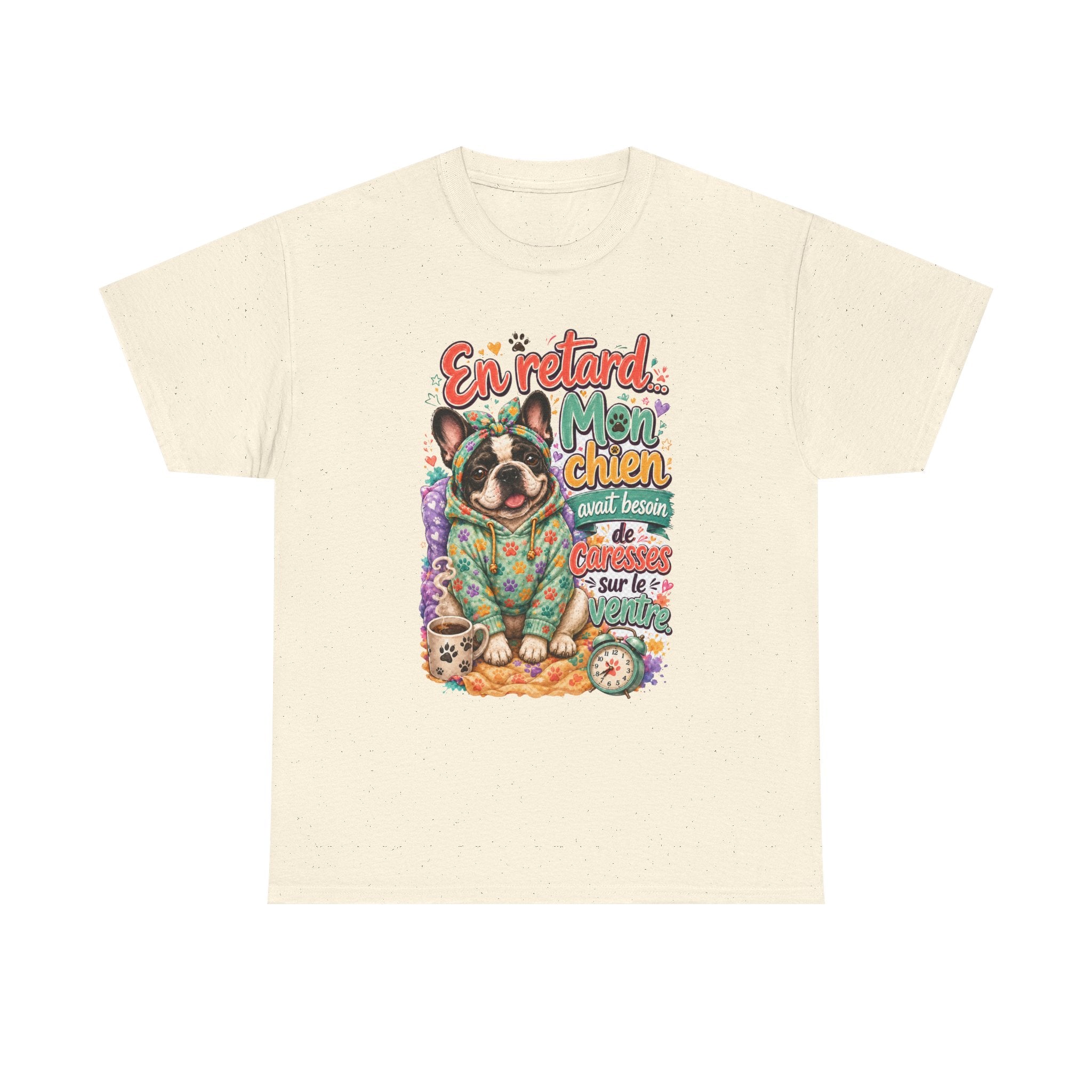 French Bulldog Graphic Tee En retard, mon chien Cute Retro Pet Shirt