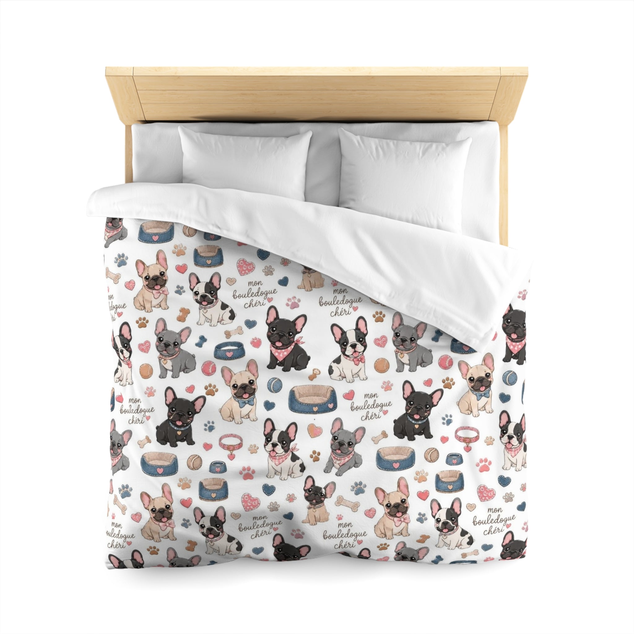 French Bulldog Pattern Duvet Cover Cute Puppy Print Microfiber Bedding