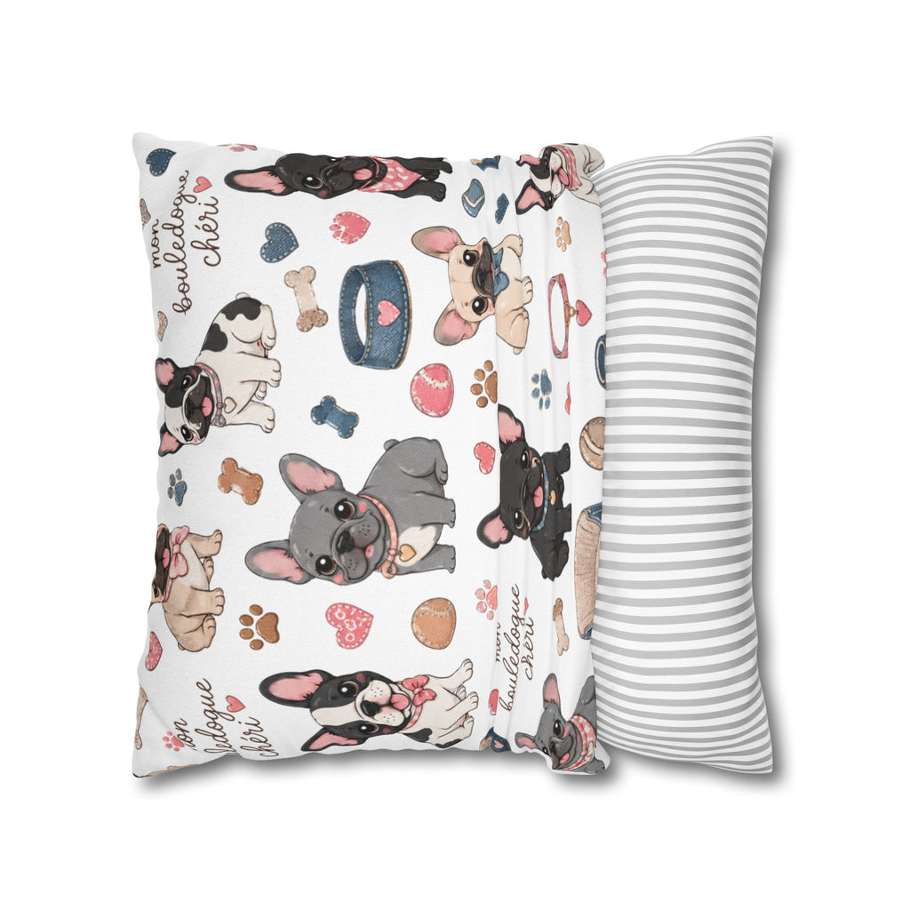 French Bulldog Pattern Pillowcase Cute Dog Print Decorative Throw Pillow Cover