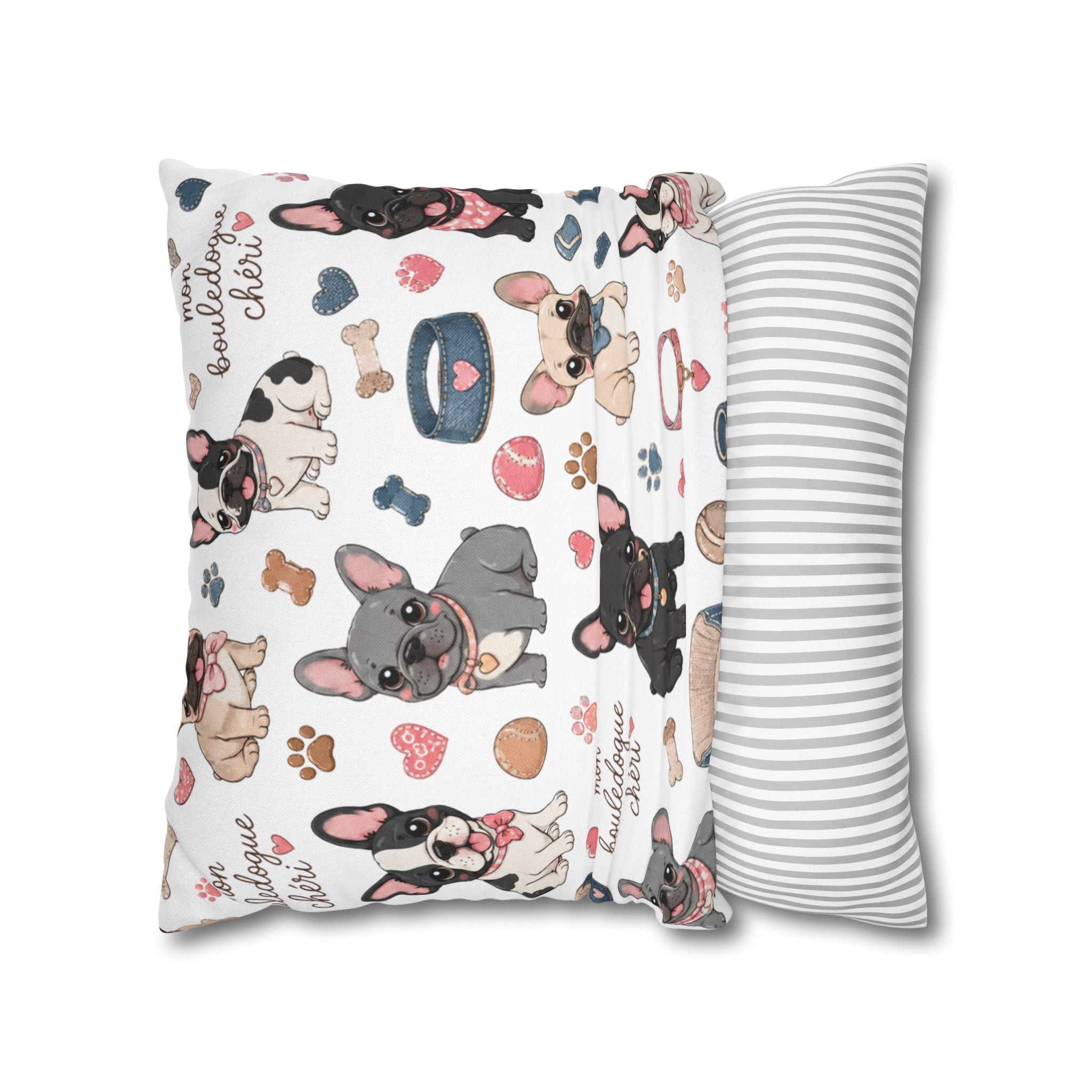 French Bulldog Pattern Pillowcase Cute Dog Print Decorative Throw Pillow Cover