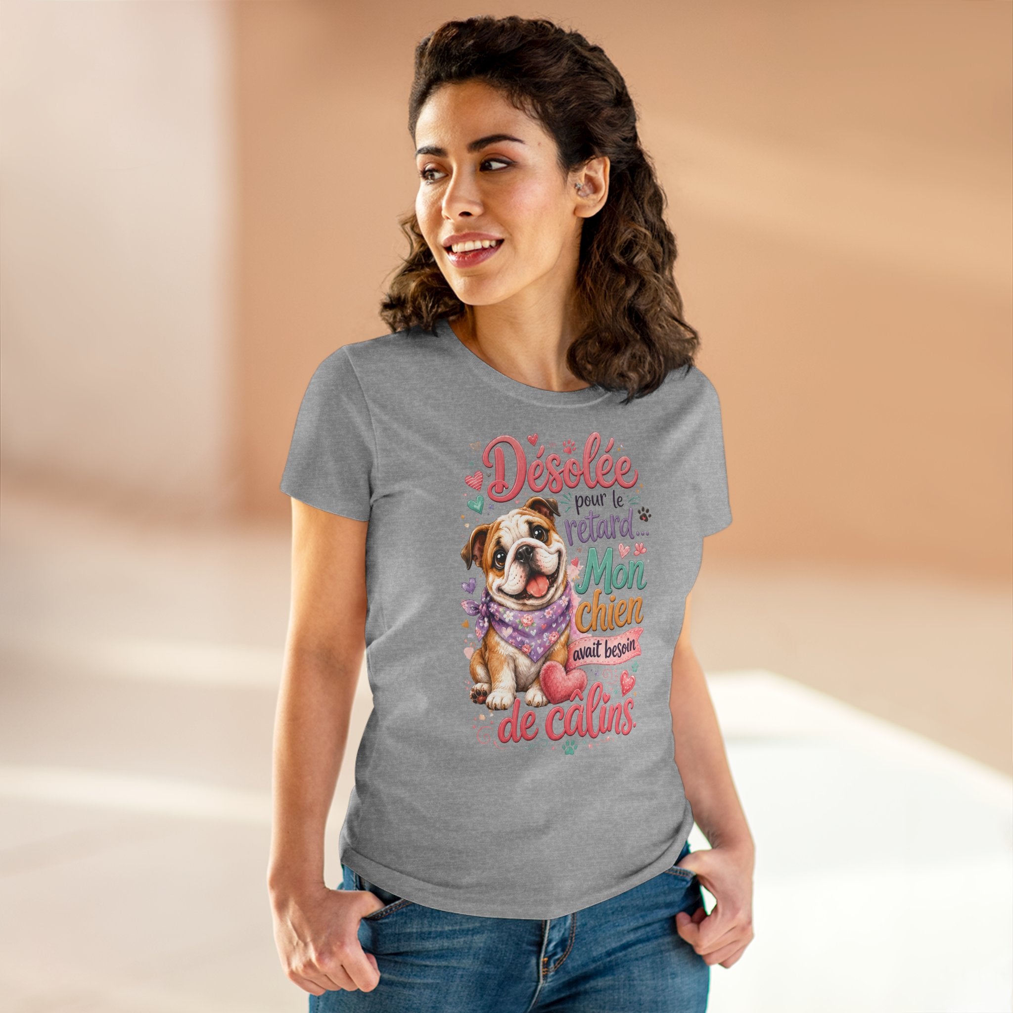 French Bulldog T-Shirt Désolée pour le retard, mon chien avait besoin de câlins