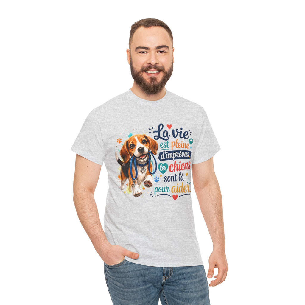Unisex Heavy Cotton TShirt Beagle La vie est pleine d'imprevus
