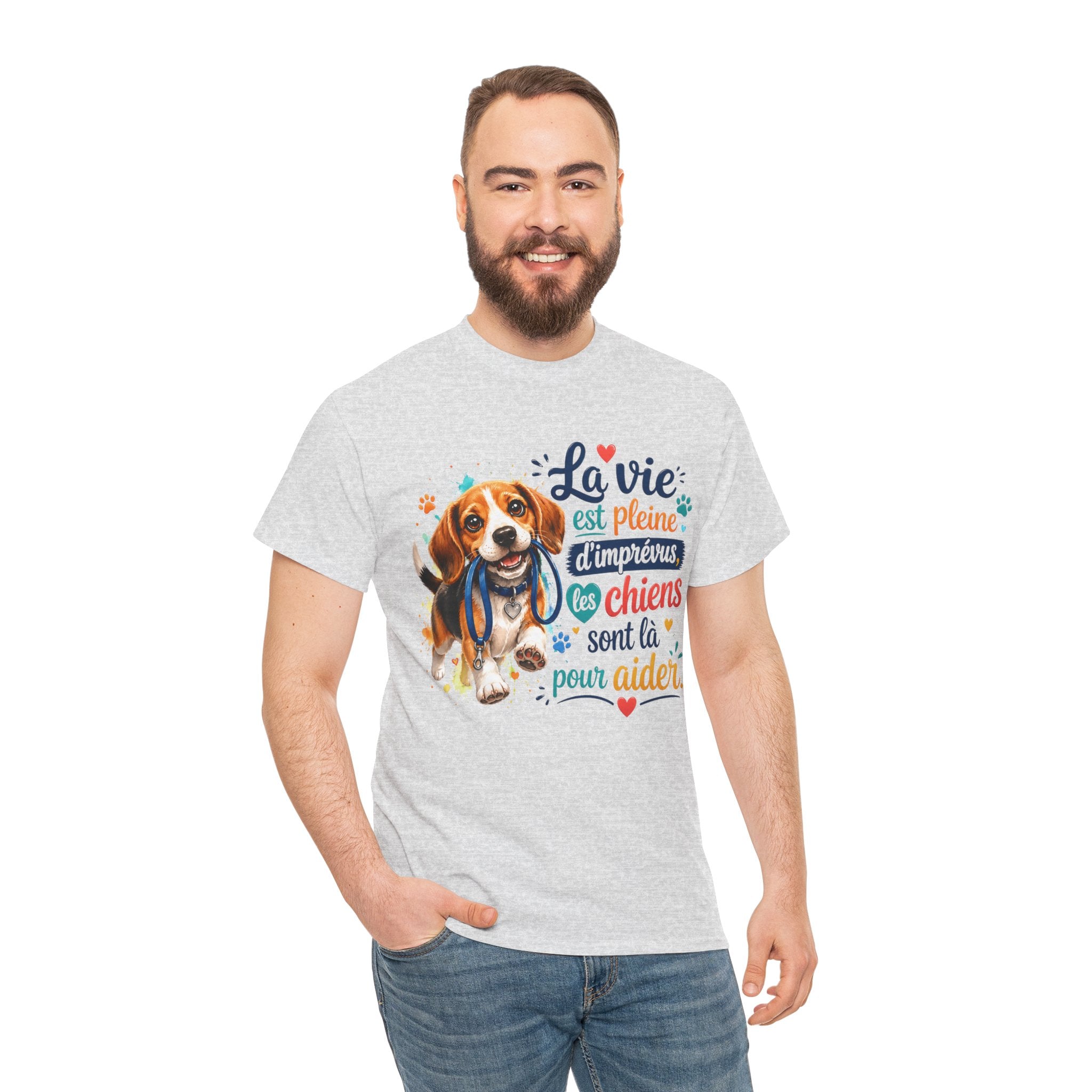 Unisex Heavy Cotton TShirt Beagle La vie est pleine d'imprevus