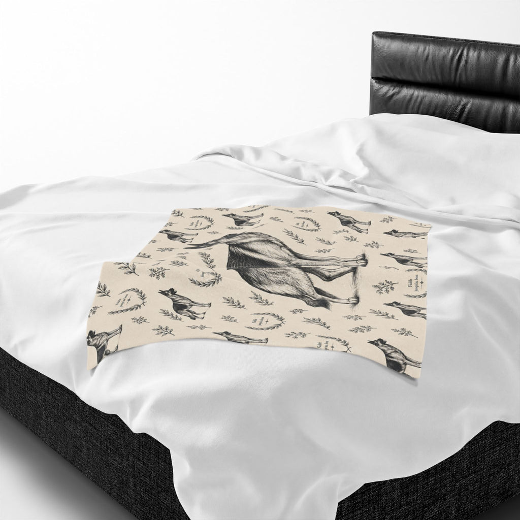 Couverture en peluche effet velours Berger Allemand — Plaid douillet à motif Berger Allemand vintage