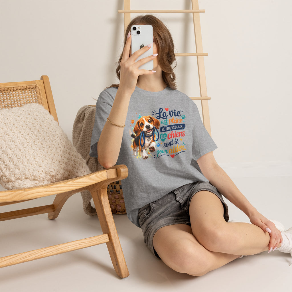 T-Shirt Beagle Humour – La Vie Est Pleine d’Imprévus
