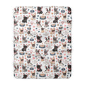 French Bulldog Pattern Sherpa Blanket Cute Paw Print Cozy Throw