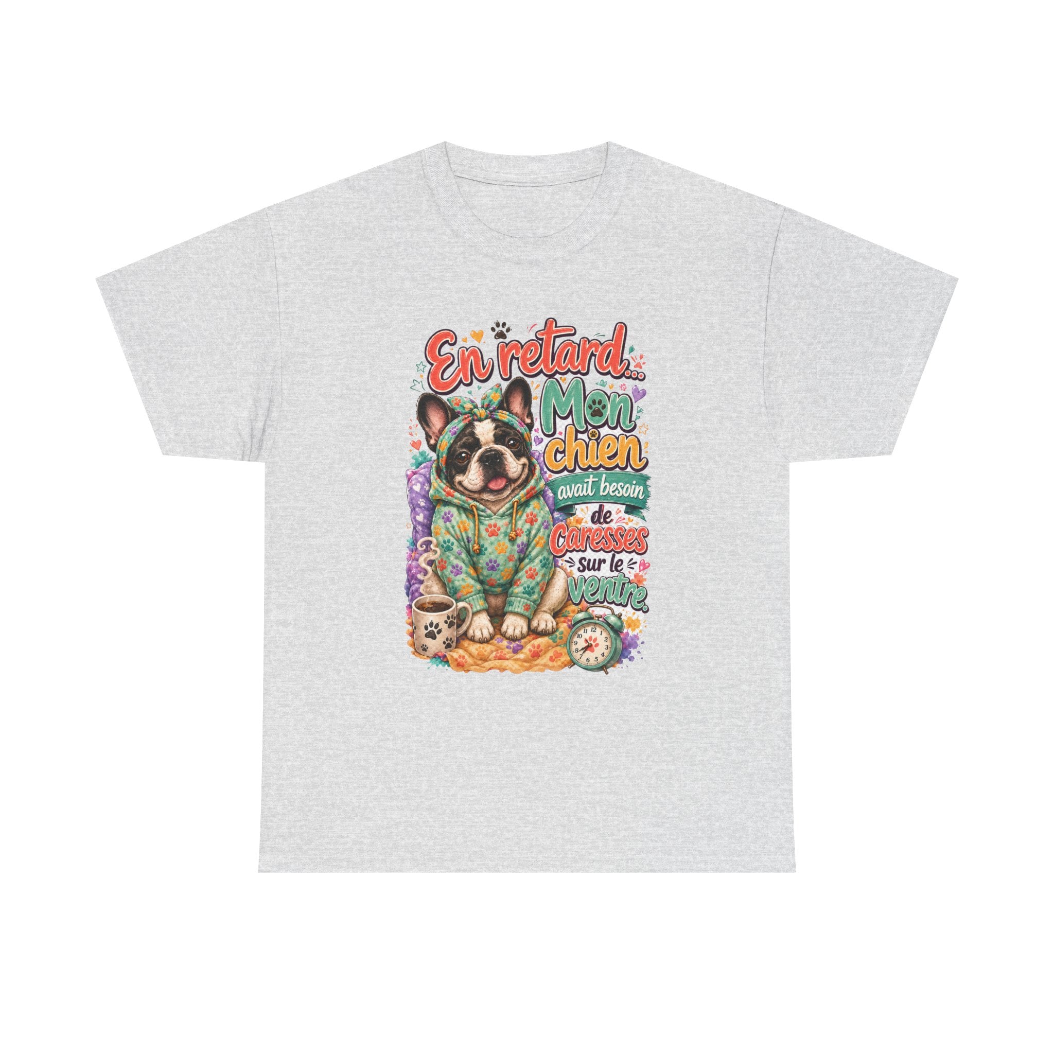 French Bulldog Graphic Tee En retard, mon chien Cute Retro Pet Shirt