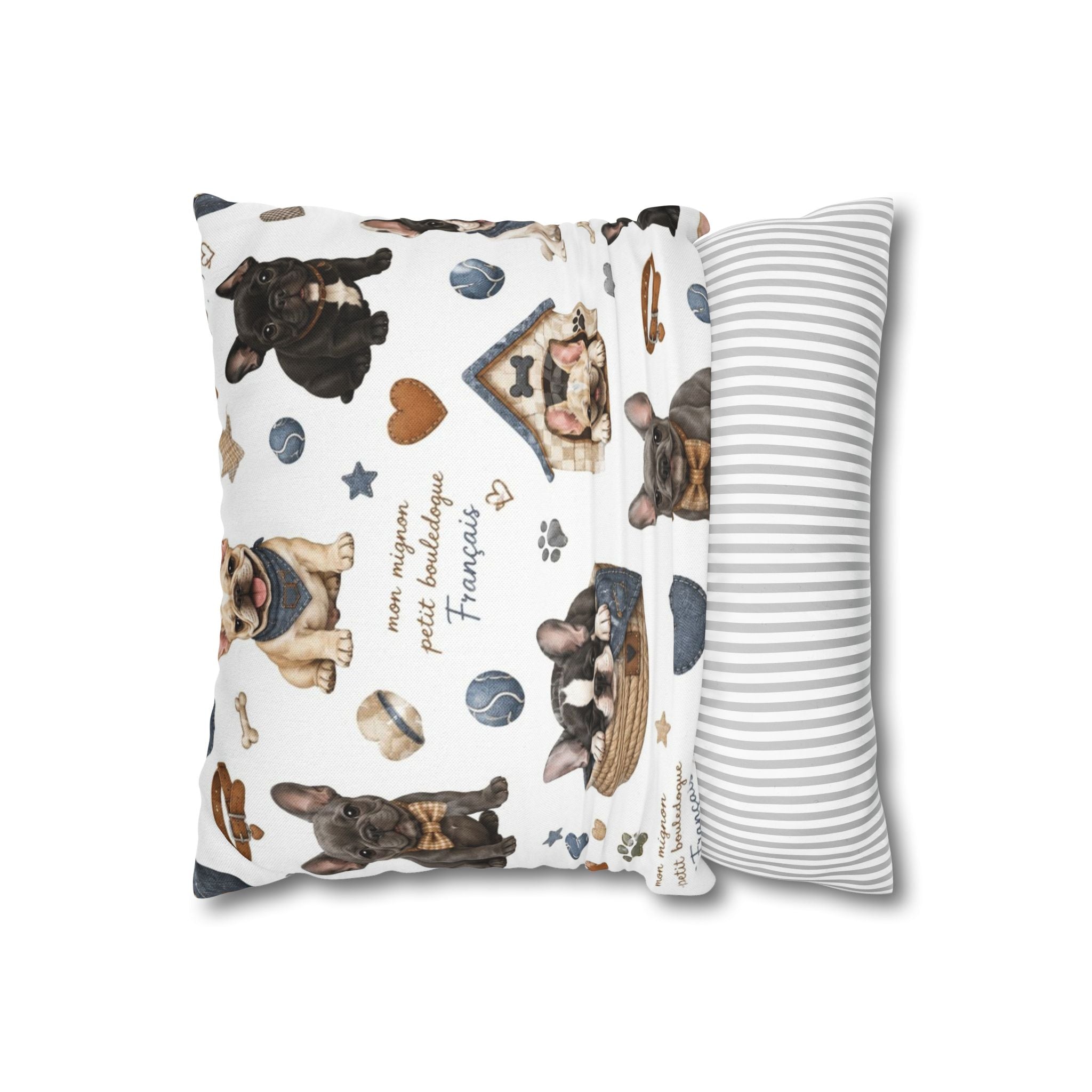 French Bulldog Print Pillowcase Cute Puppy Pattern Square Decorative Pillow Cover
