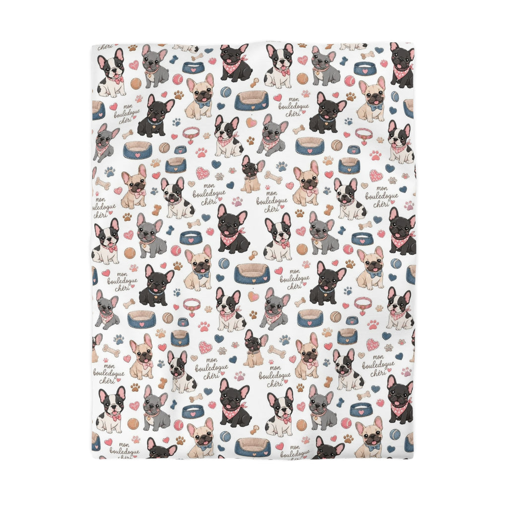 French Bulldog Pattern Duvet Cover Cute Puppy Print Microfiber Bedding