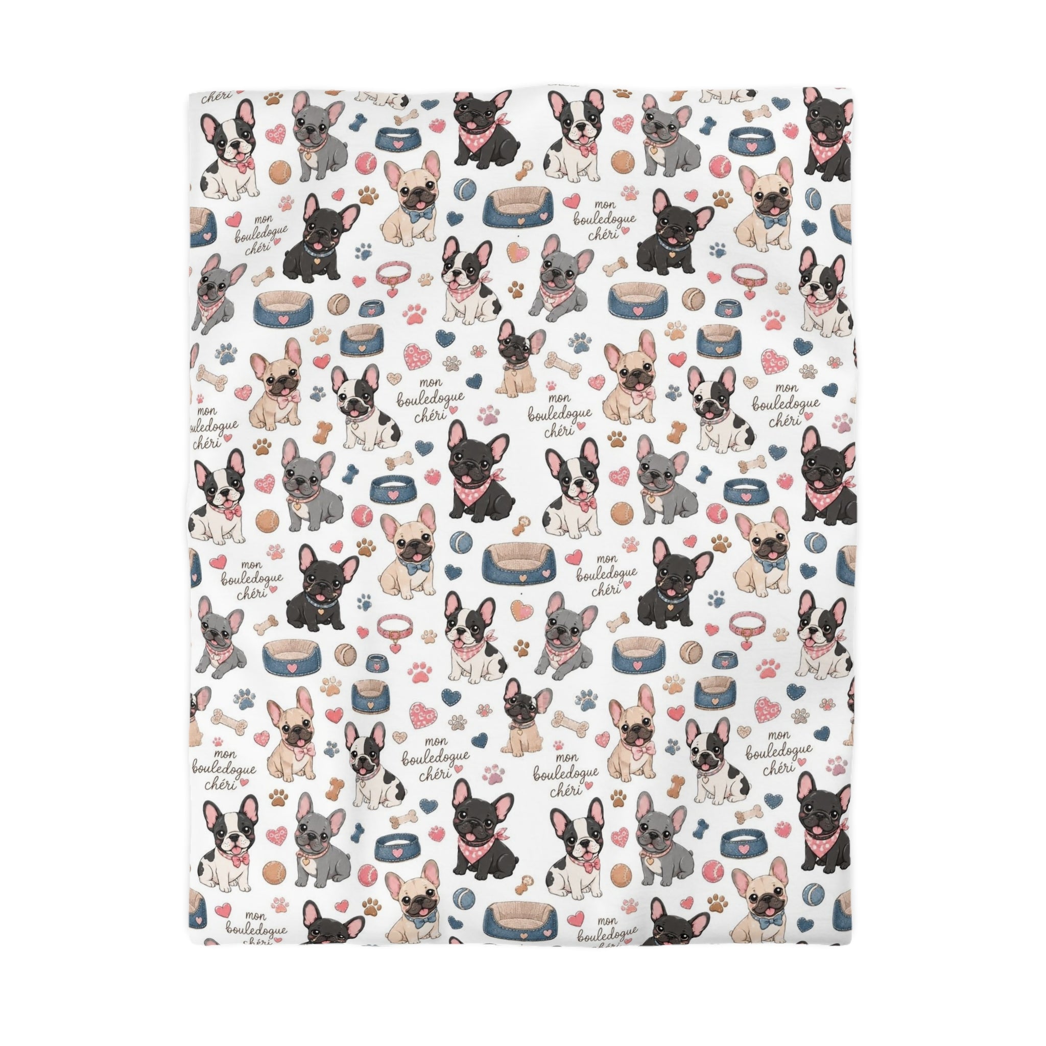 French Bulldog Pattern Duvet Cover Cute Puppy Print Microfiber Bedding