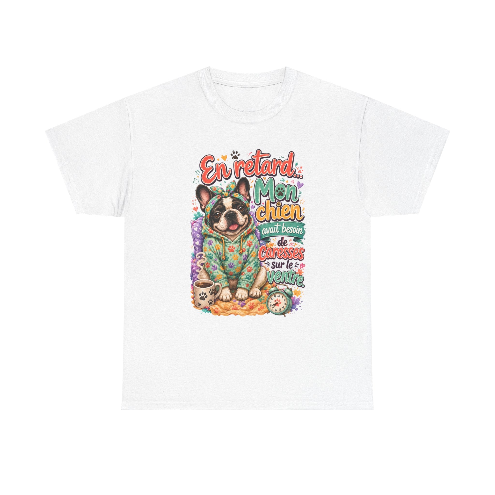 French Bulldog Graphic Tee En retard, mon chien Cute Retro Pet Shirt