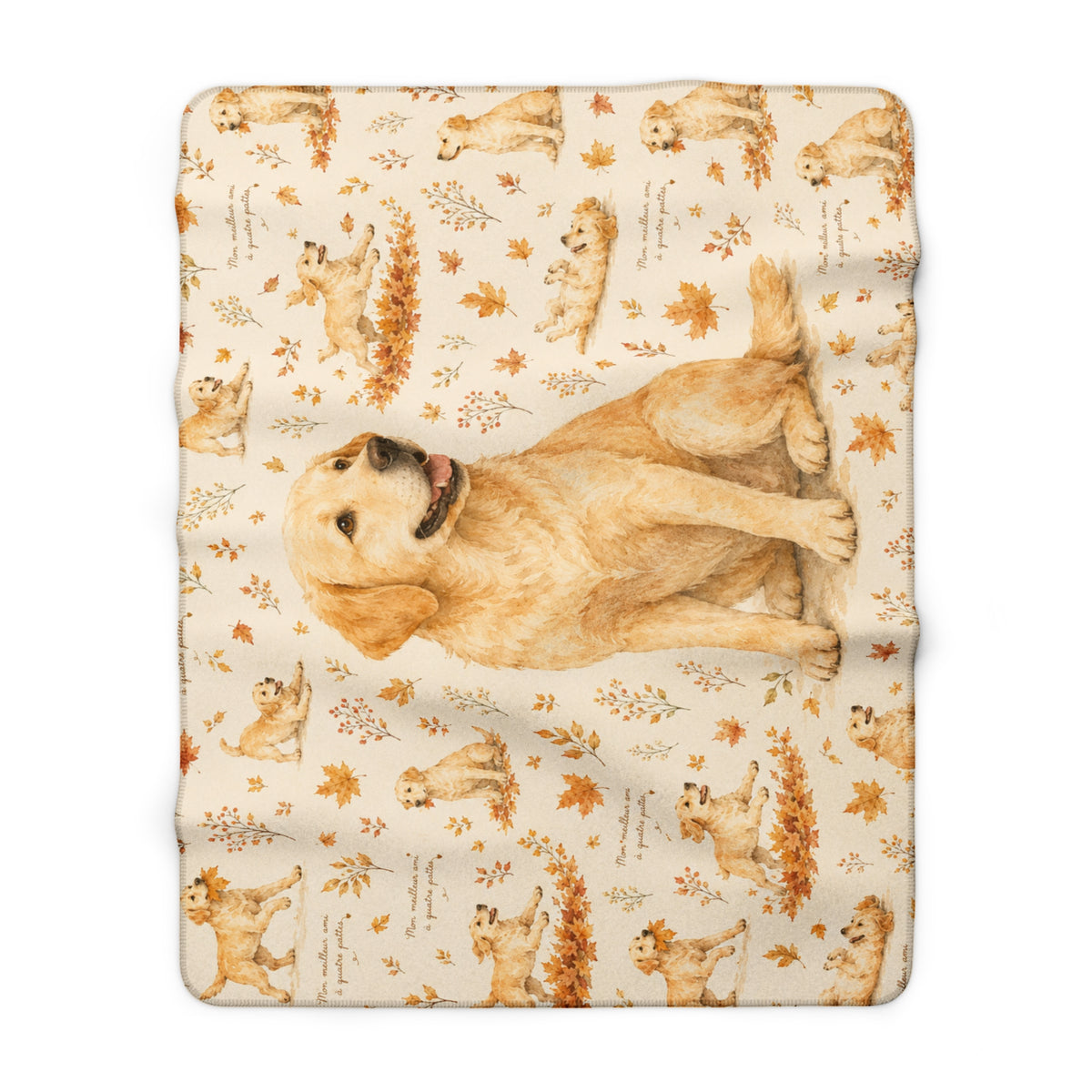 Couverture Polaire Sherpa Golden Retriever – Plaid Peluche Chien Golden Retriever