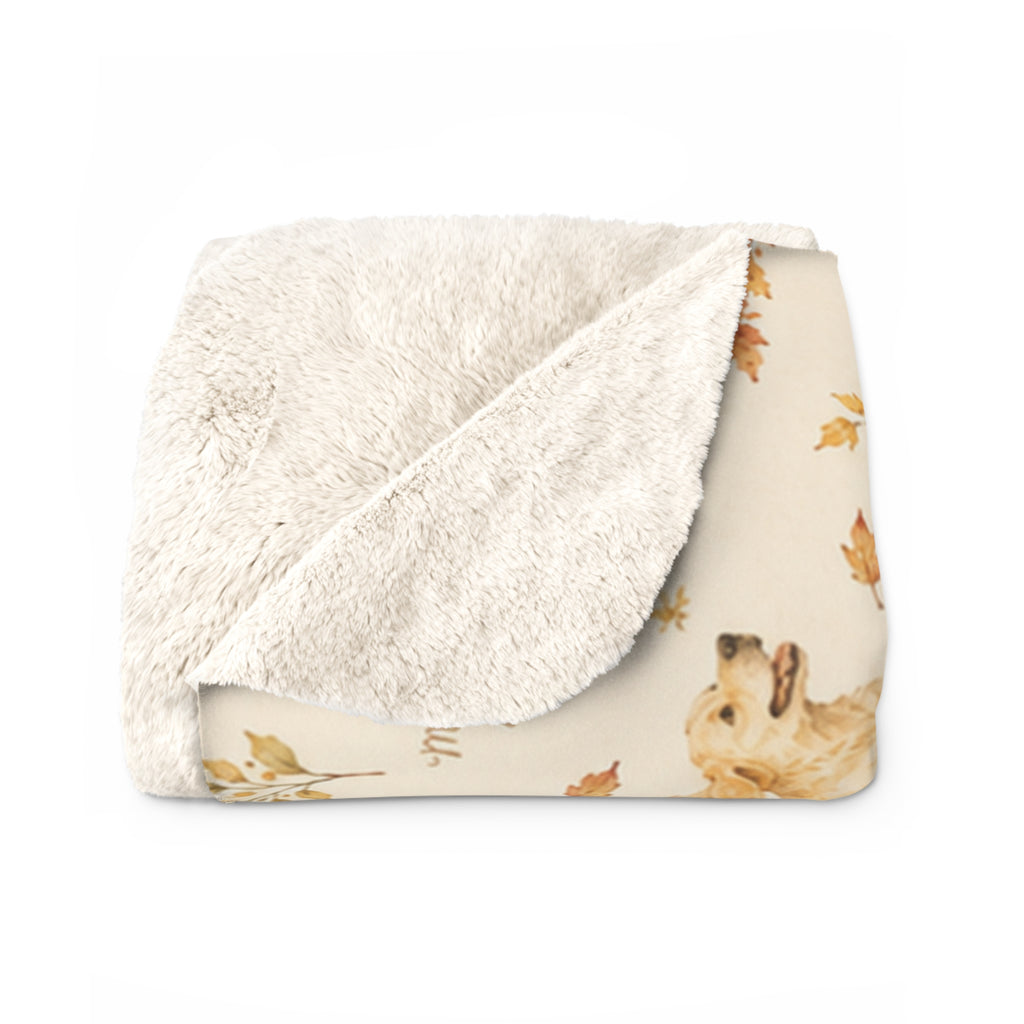 Couverture Polaire Sherpa Golden Retriever – Plaid Peluche Chien Golden Retriever