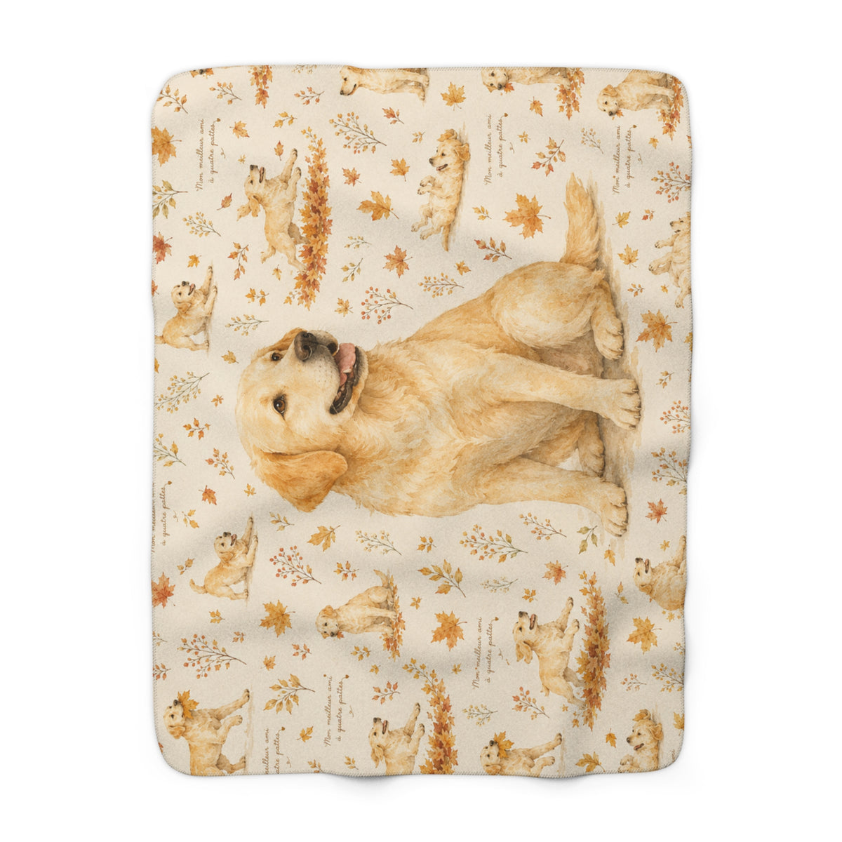 Couverture Polaire Sherpa Golden Retriever – Plaid Peluche Chien Golden Retriever