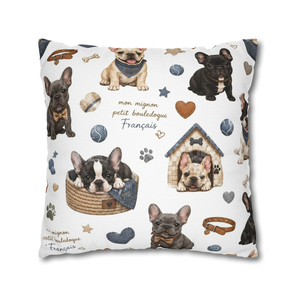 French Bulldog Print Pillowcase Cute Puppy Pattern Square Decorative Pillow Cover