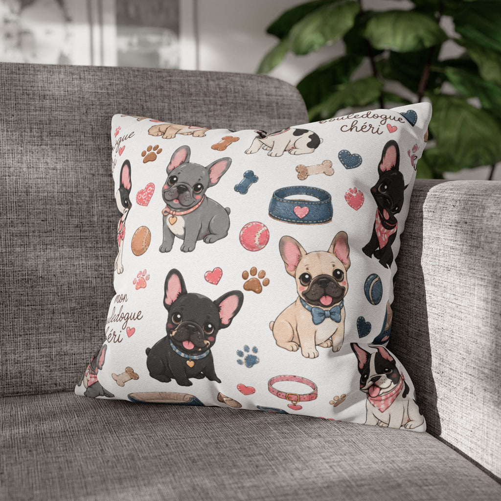 French Bulldog Pattern Pillowcase Cute Dog Print Decorative Throw Pillow Cover