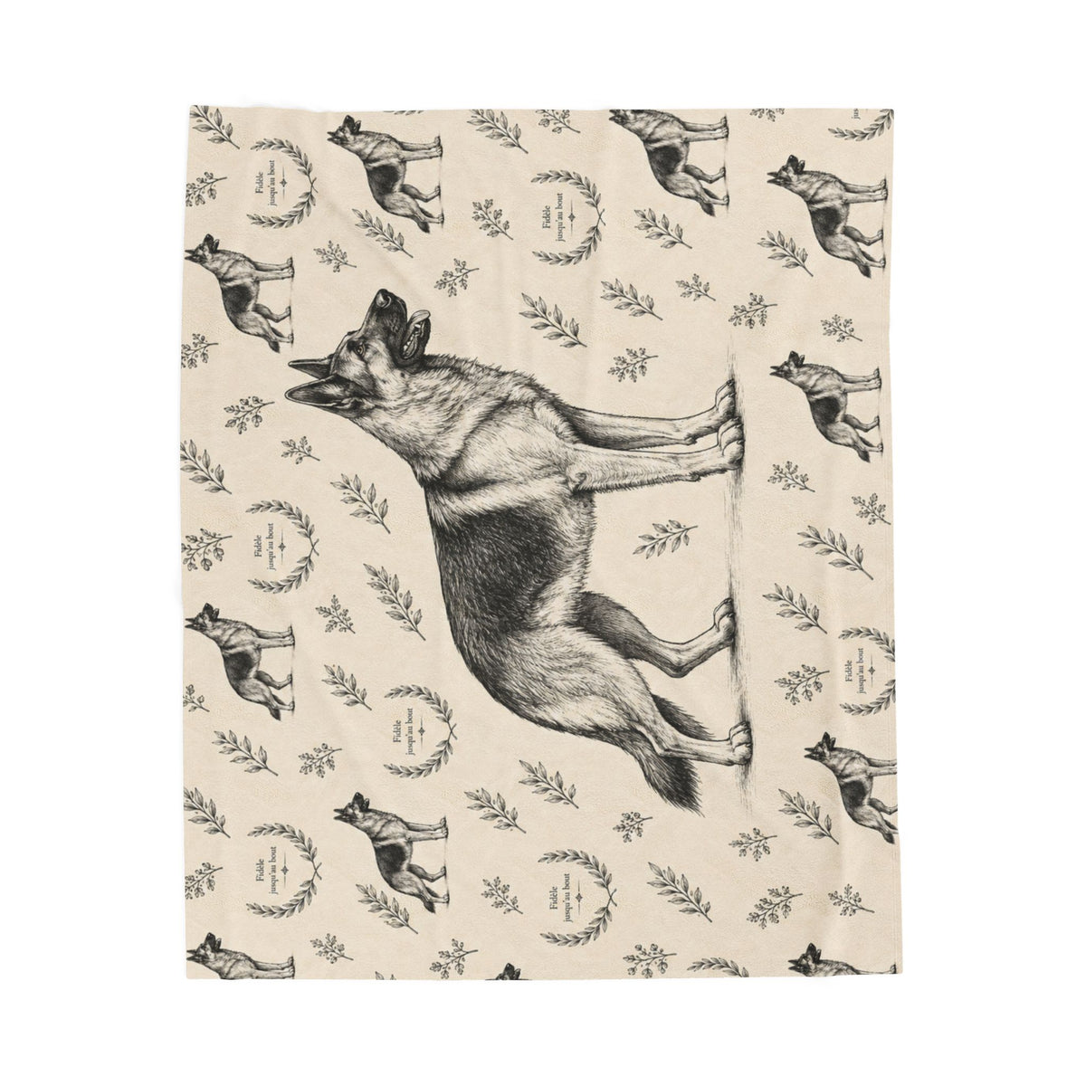 Couverture en peluche effet velours Berger Allemand — Plaid douillet à motif Berger Allemand vintage