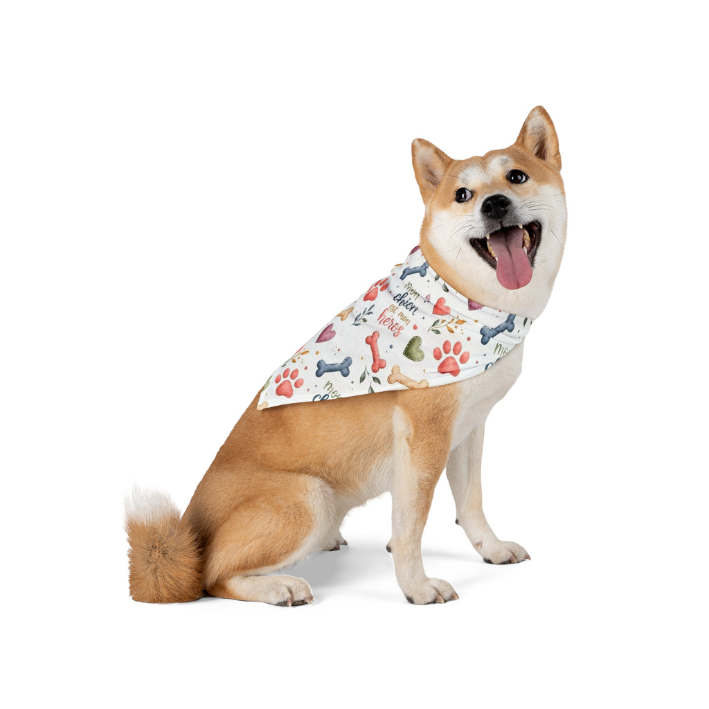 Pet Bandana Cute Paw Prints & Bones Pattern Mon chien mon héros