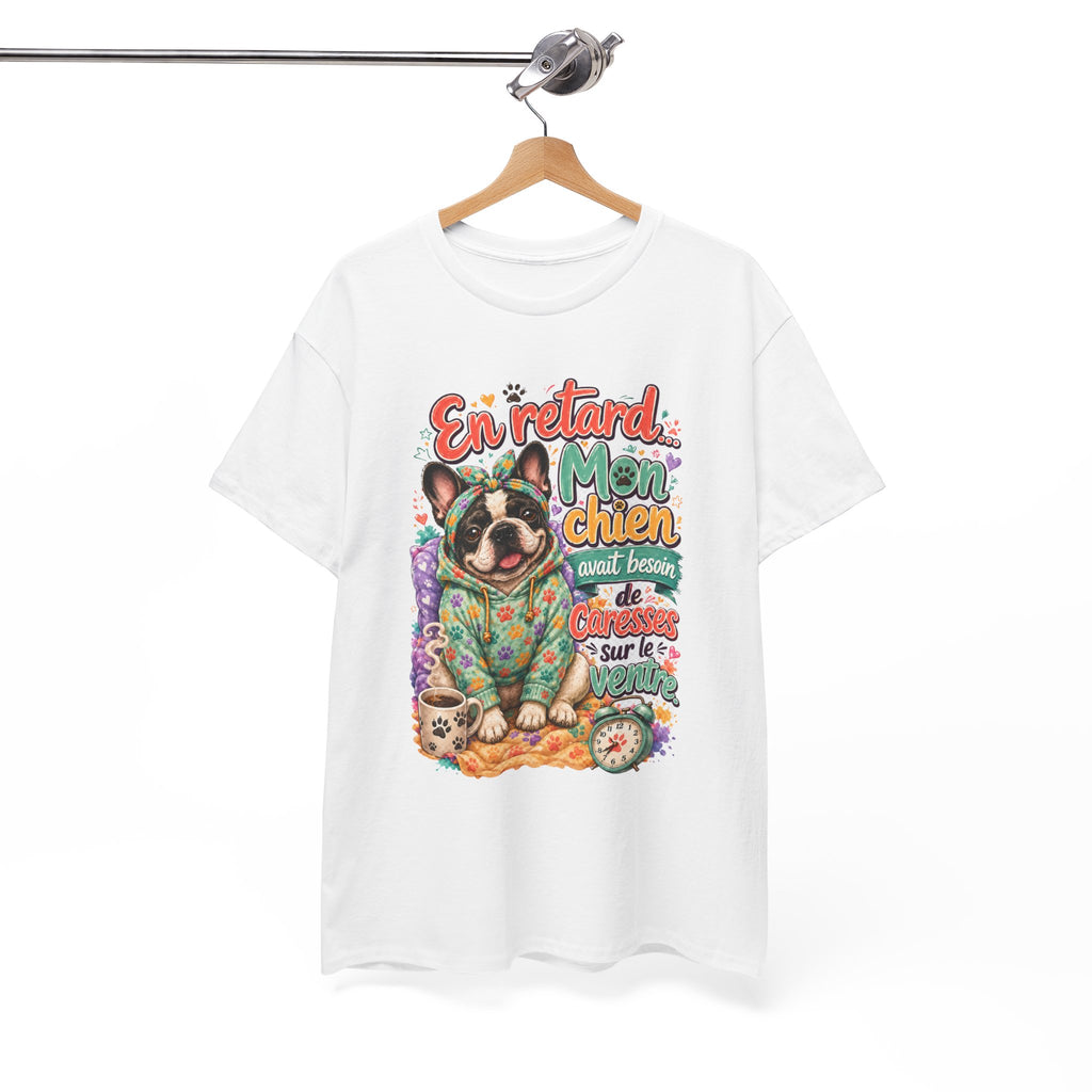 French Bulldog Graphic Tee En retard, mon chien Cute Retro Pet Shirt