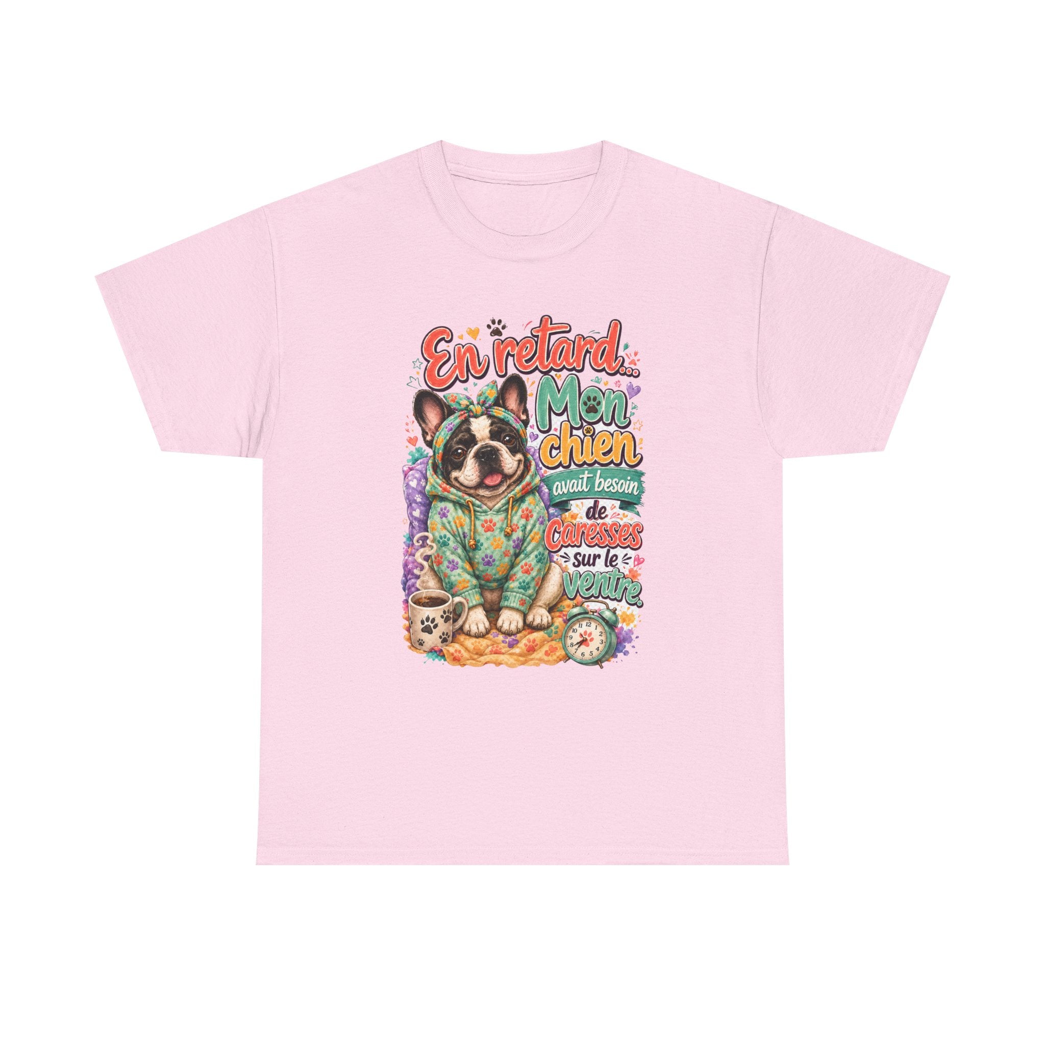 French Bulldog Graphic Tee En retard, mon chien Cute Retro Pet Shirt