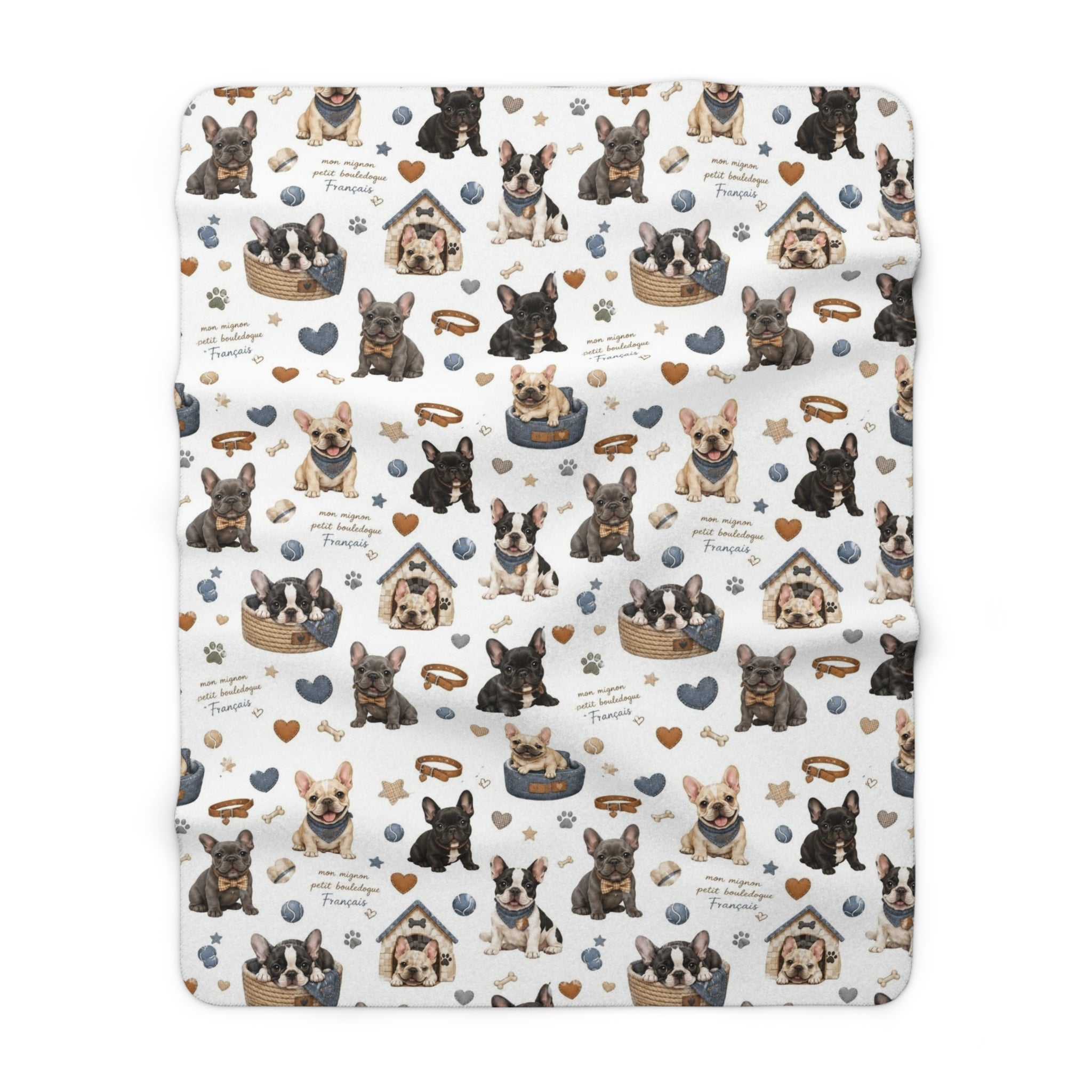 French Bulldog Sherpa Blanket Cozy Puppy Pattern Throw for Dog Lovers