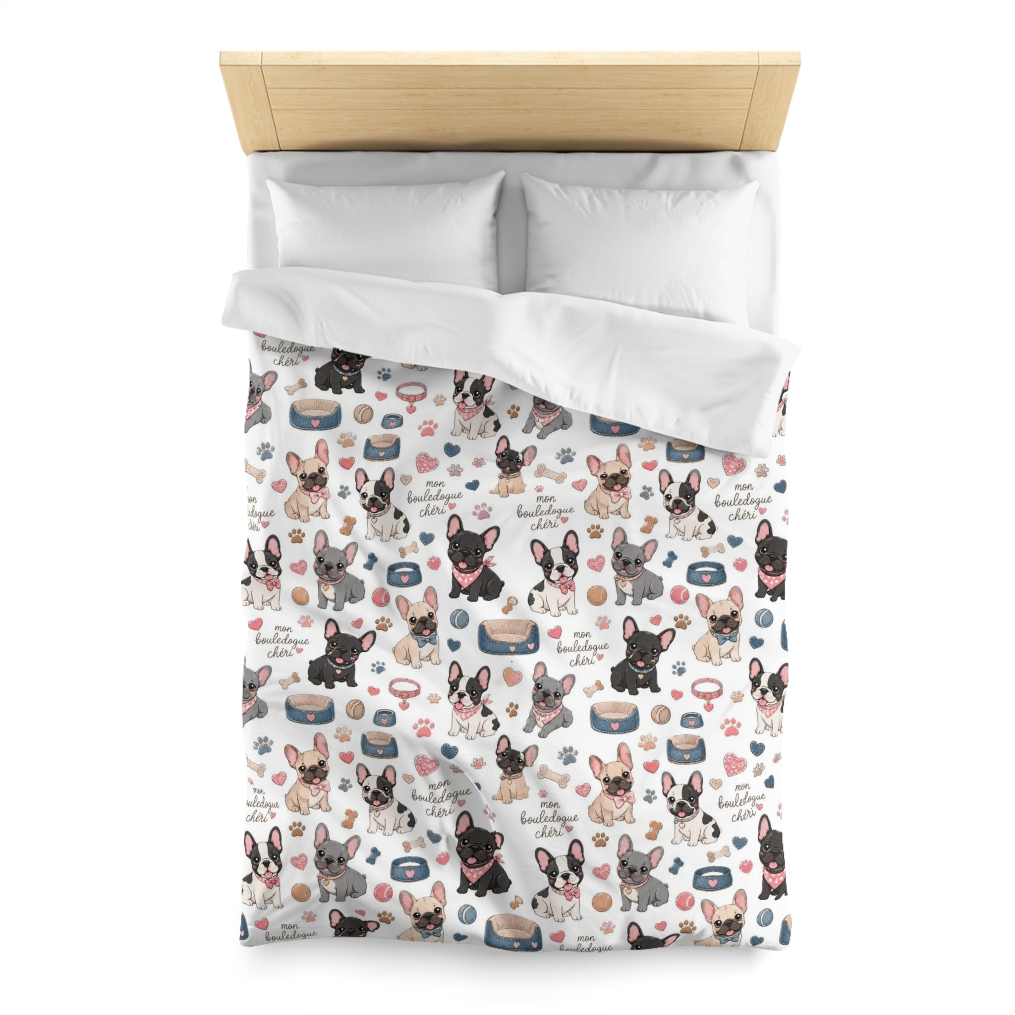 French Bulldog Pattern Duvet Cover Cute Puppy Print Microfiber Bedding