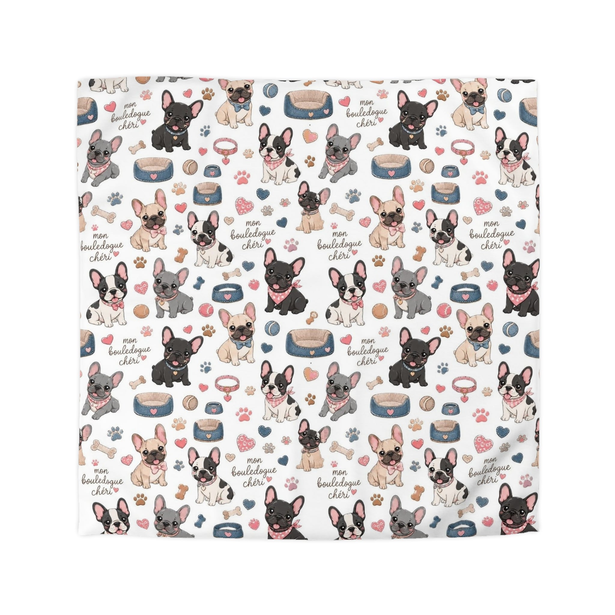 French Bulldog Pattern Duvet Cover Cute Puppy Print Microfiber Bedding