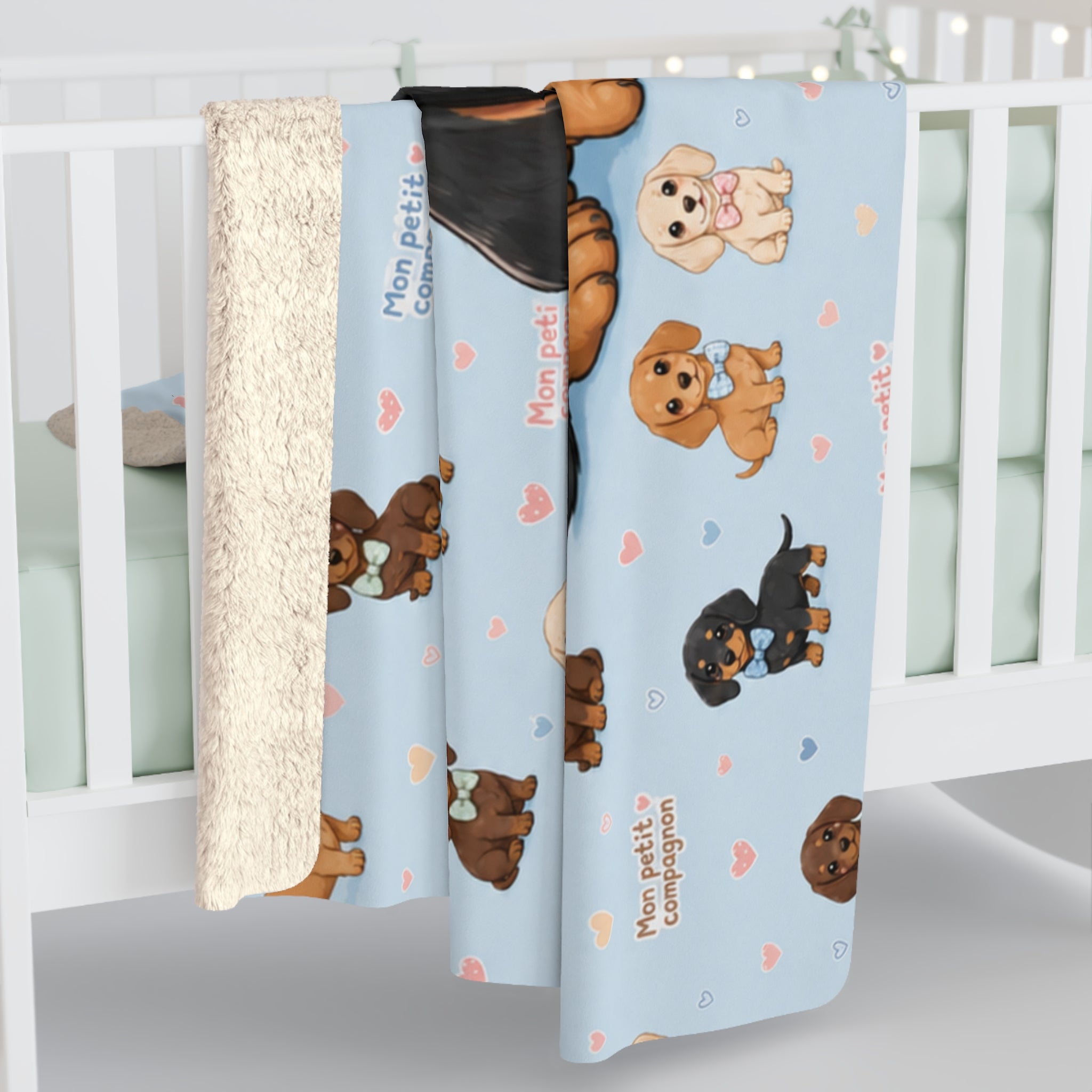 Couverture Polaire Sherpa Teckel – Plaid Peluche Chien Teckel