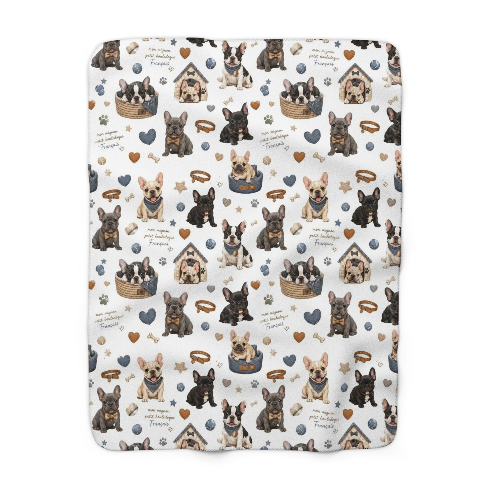 French Bulldog Sherpa Blanket Cozy Puppy Pattern Throw for Dog Lovers