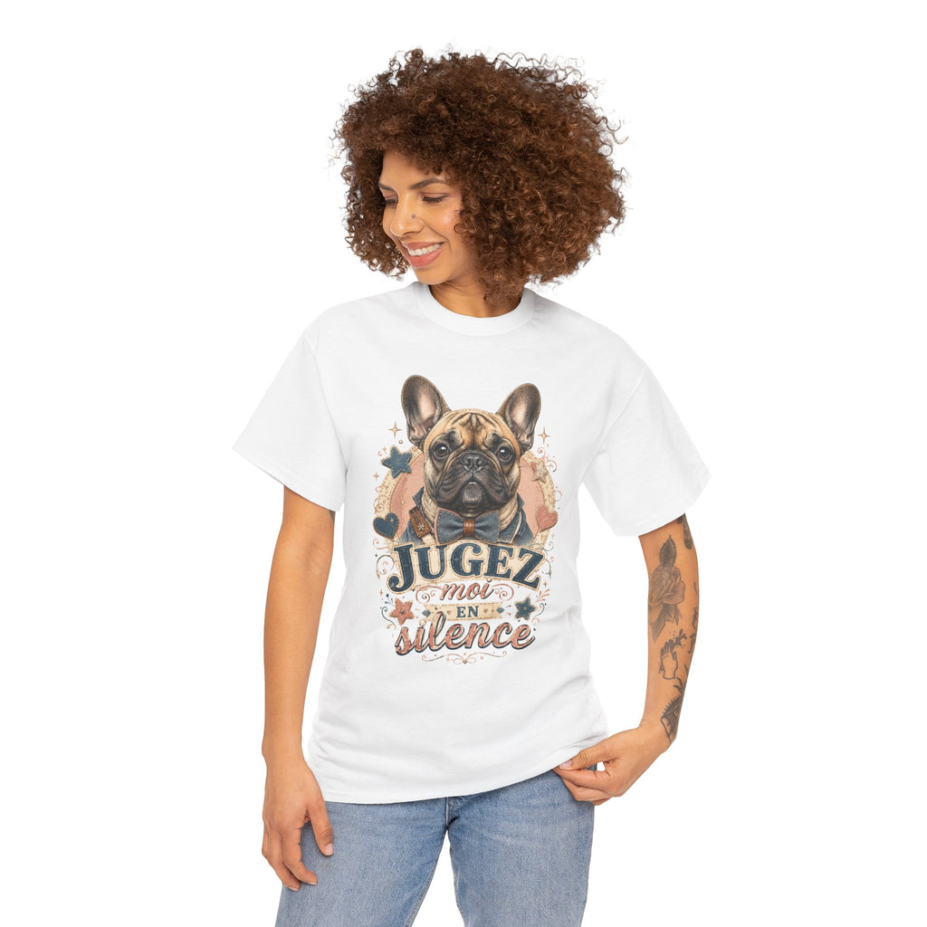 T-Shirt Bouledogue Français Humour – Jugez-Moi En Silence