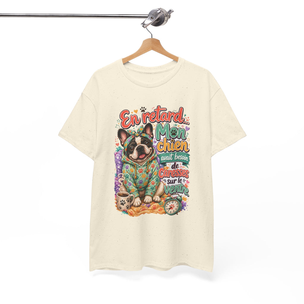 French Bulldog Graphic Tee En retard, mon chien Cute Retro Pet Shirt
