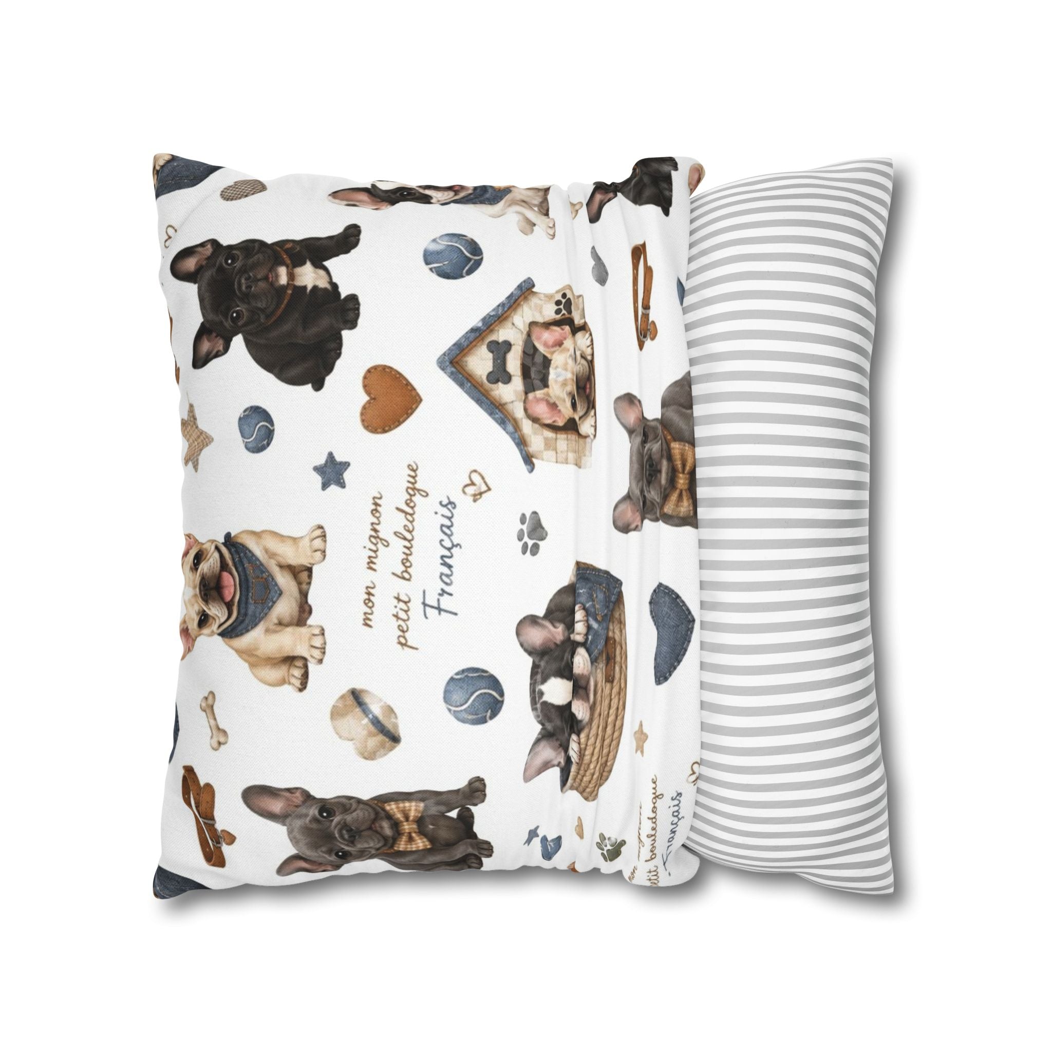 French Bulldog Print Pillowcase Cute Puppy Pattern Square Decorative Pillow Cover