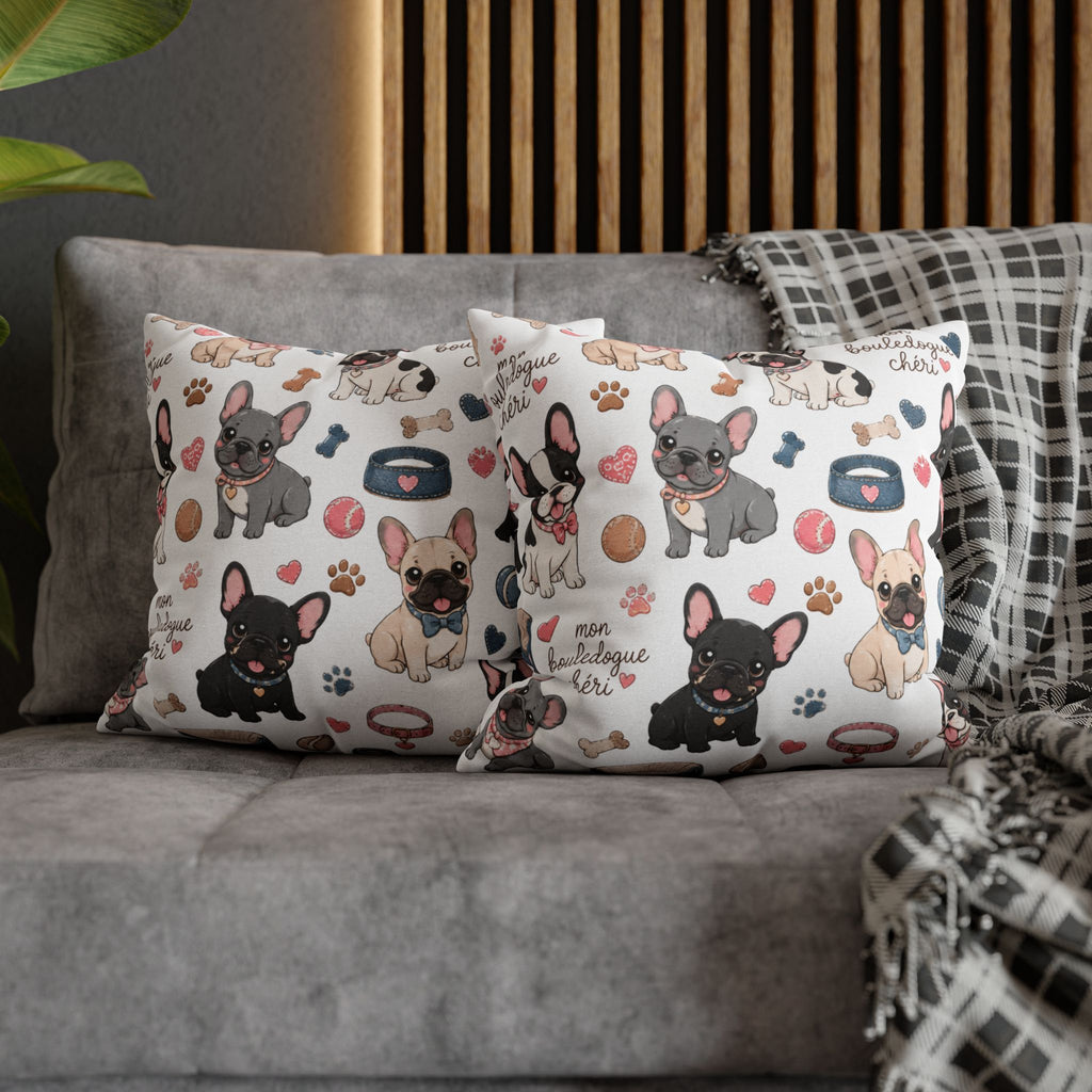 French Bulldog Pattern Pillowcase Cute Dog Print Decorative Throw Pillow Cover