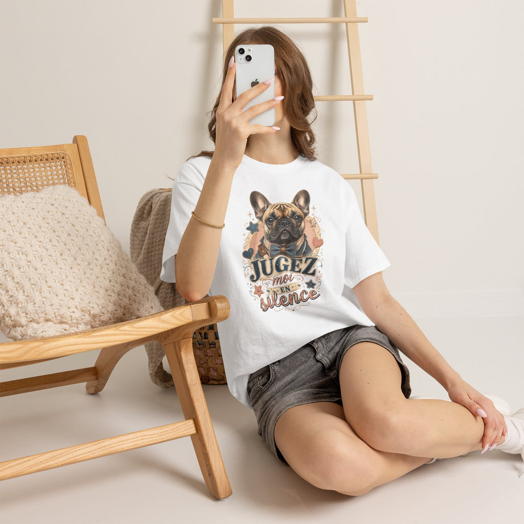 T-Shirt Bouledogue Français Humour – Jugez-Moi En Silence
