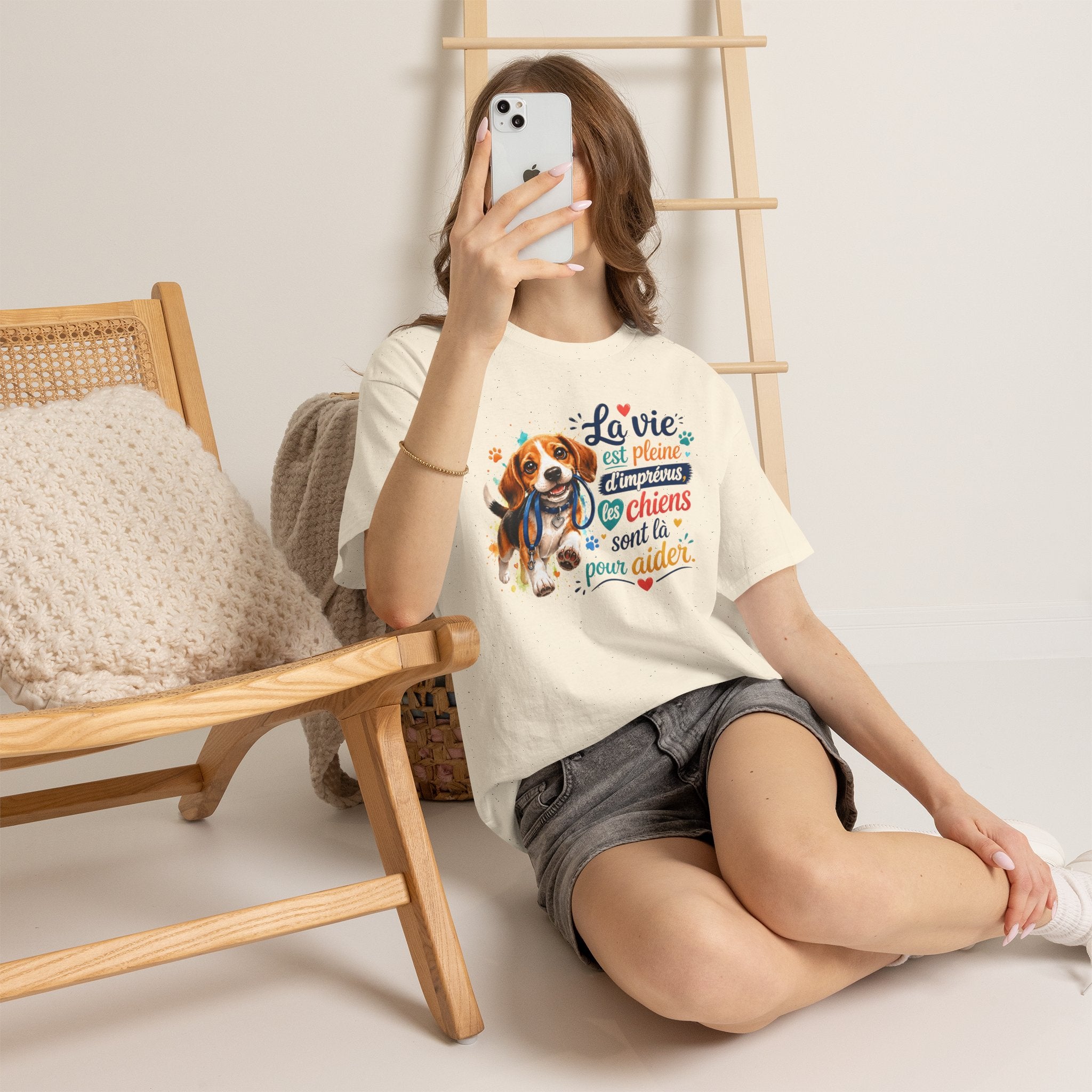 Unisex Heavy Cotton TShirt Beagle La vie est pleine d'imprevus