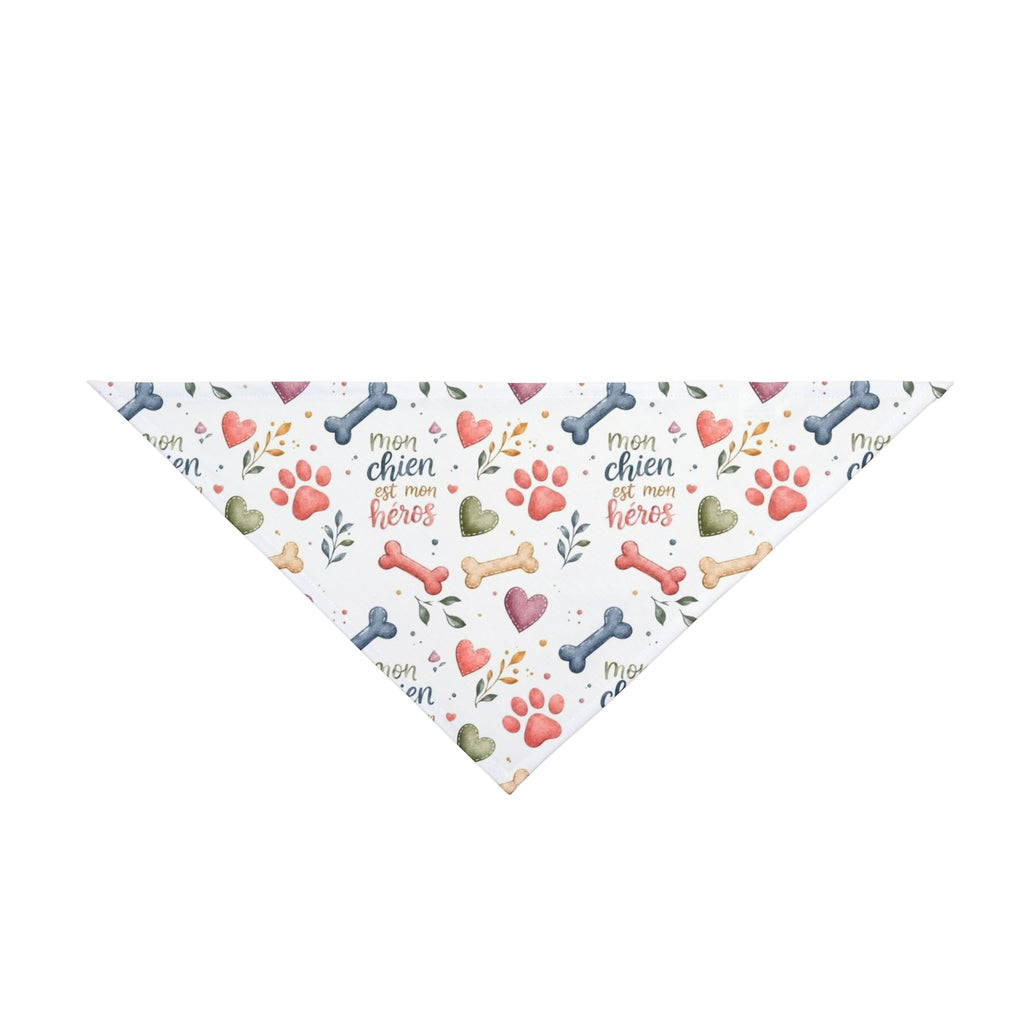 Pet Bandana Cute Paw Prints & Bones Pattern Mon chien mon héros