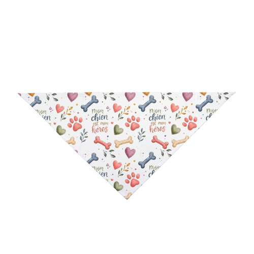 Bandana à motif d'empreintes de pattes et d'os mignons Mon chien, mon héros