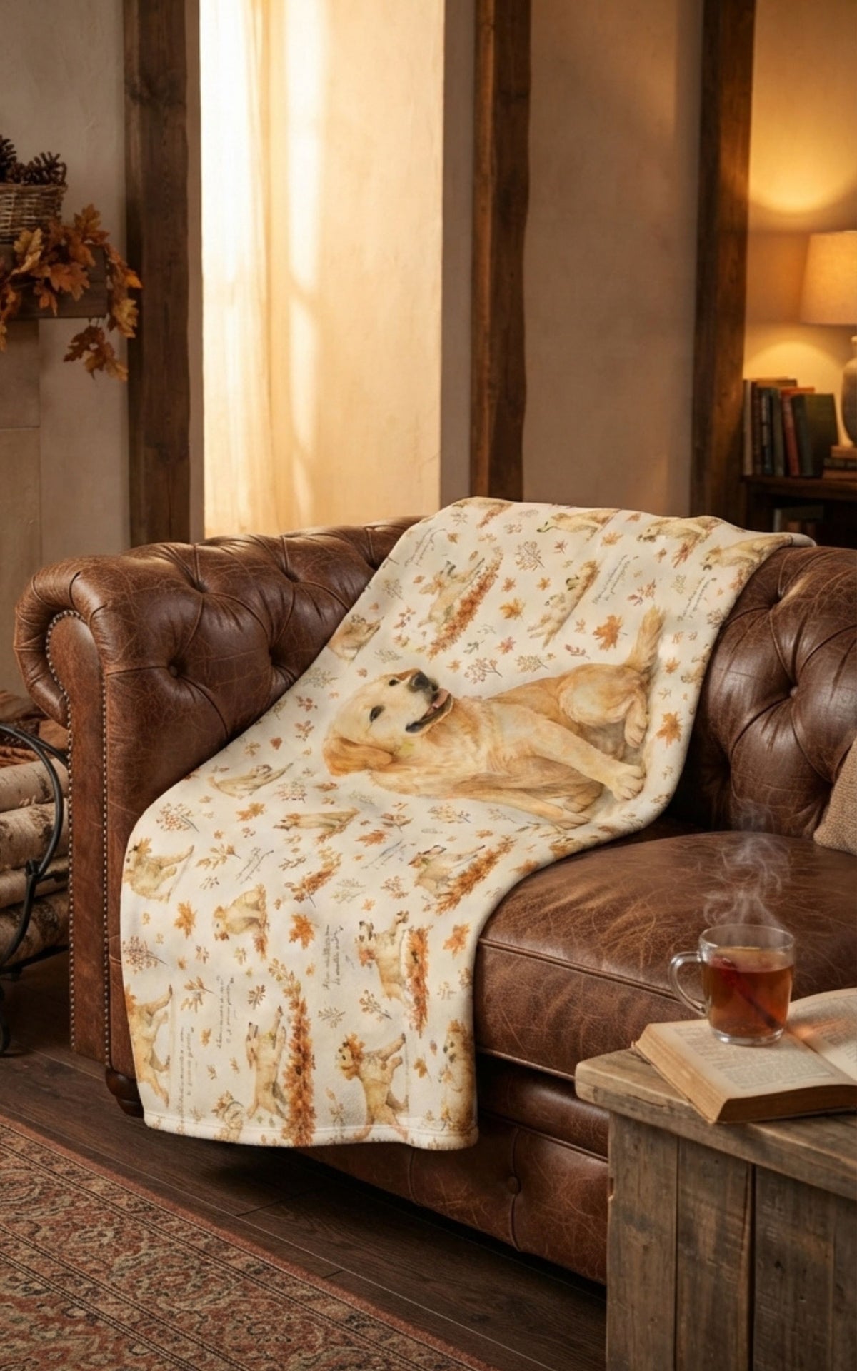 Couverture Polaire Sherpa Golden Retriever – Plaid Peluche Chien Golden Retriever