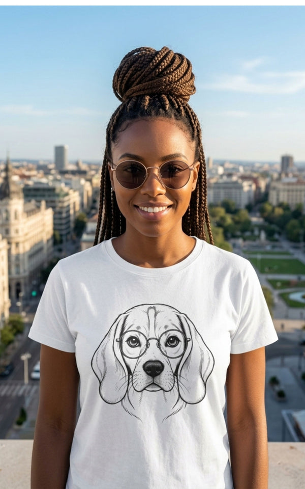 T-Shirt Beagle Humour – Portrait Beagle à Lunettes