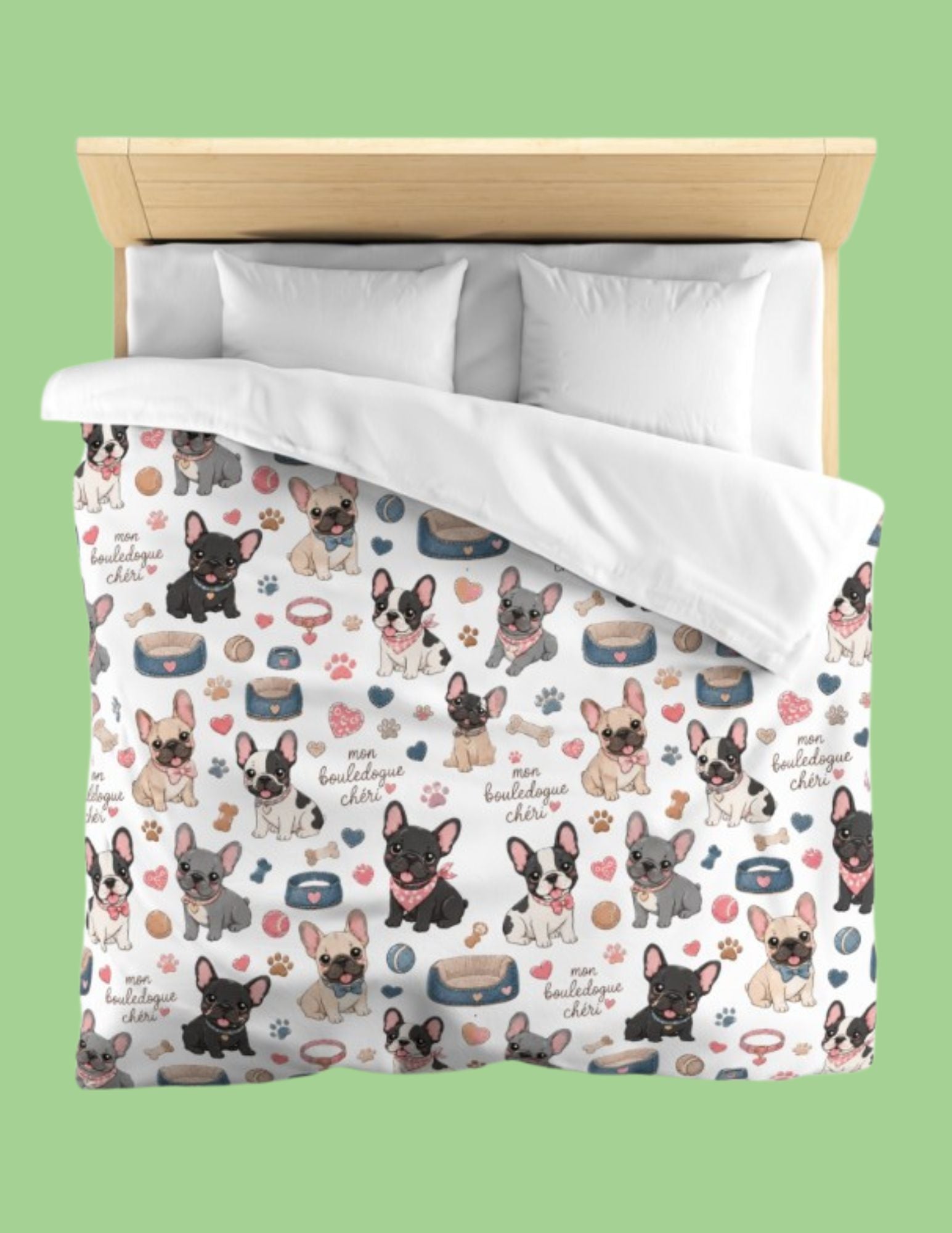 French Bulldog Pattern Duvet Cover Cute Puppy Print Microfiber Bedding