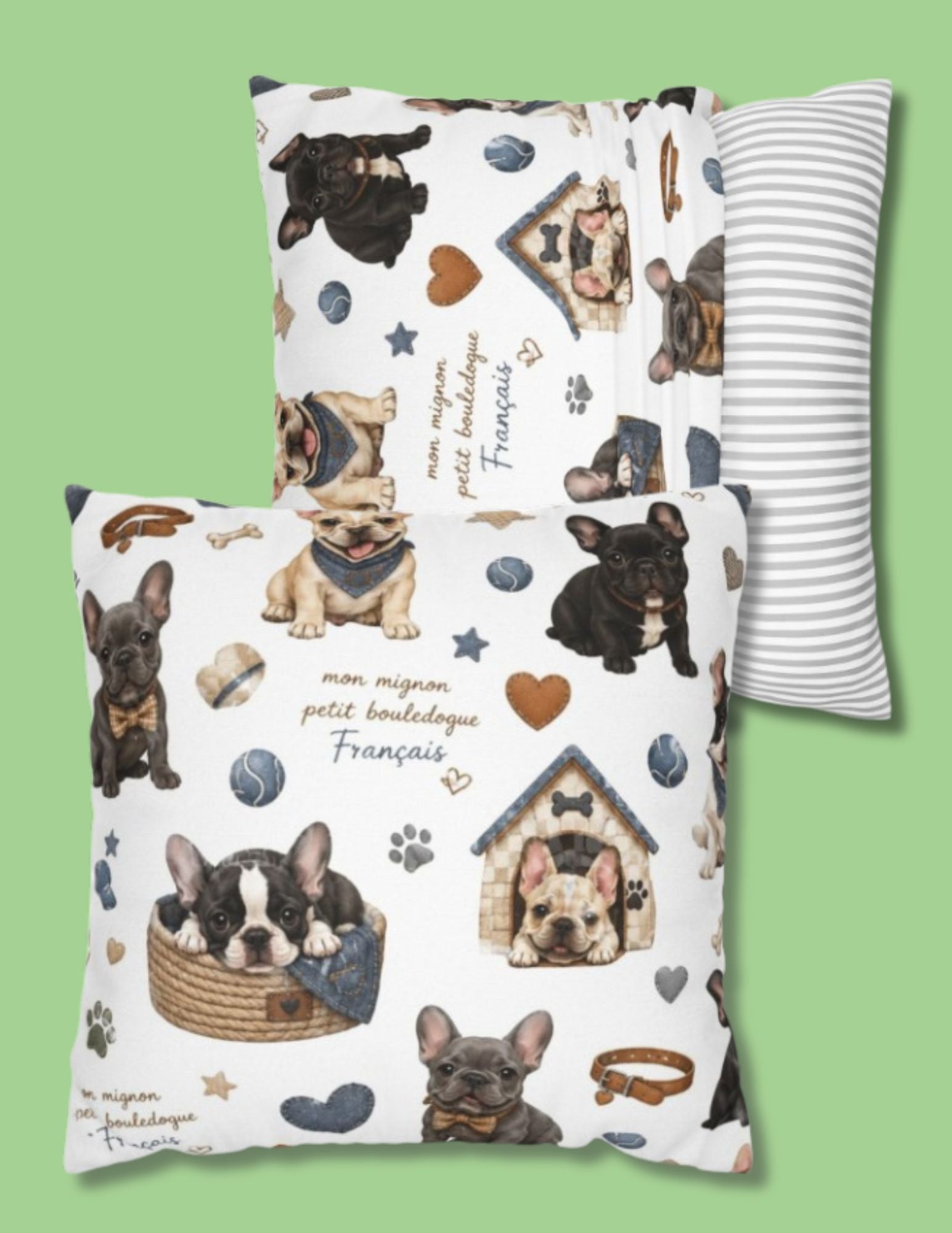 French Bulldog Print Pillowcase Cute Puppy Pattern Square Decorative Pillow Cover