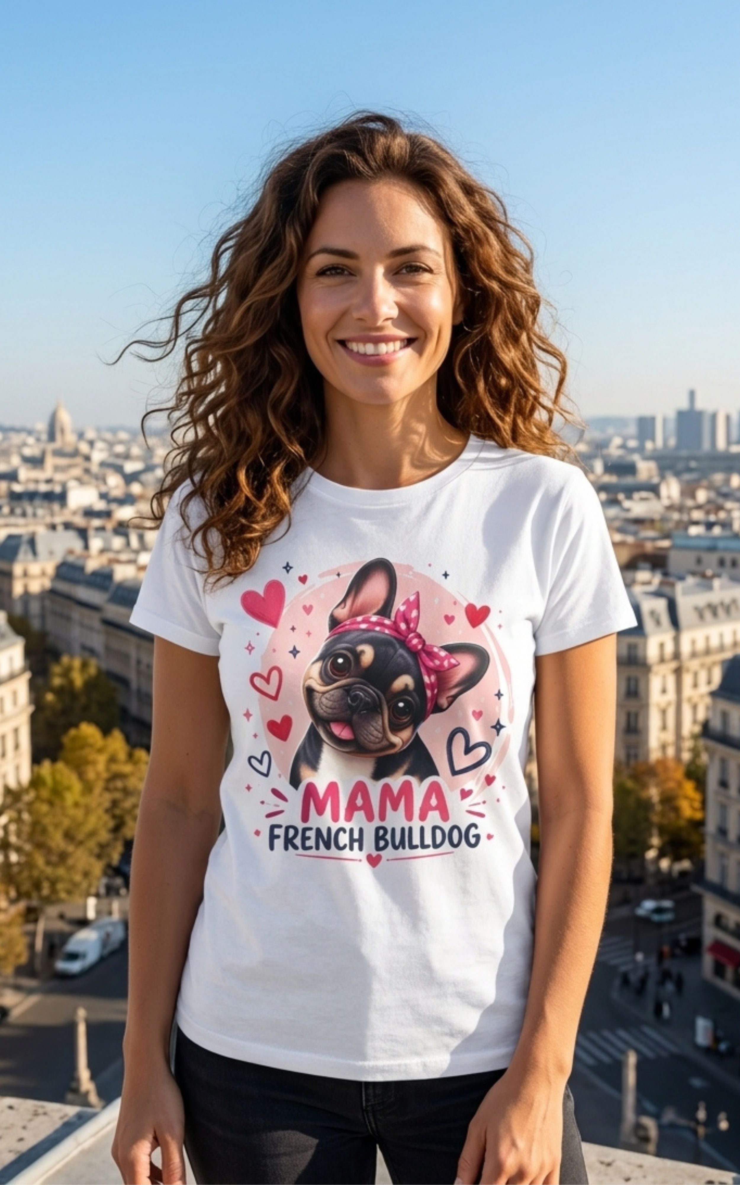 T-Shirt Femme Bouledogue Français – Mama Frenchie Graphique