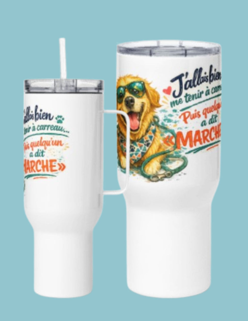 Mug avec anse Golden Retriever J'allais me tenir a carreau