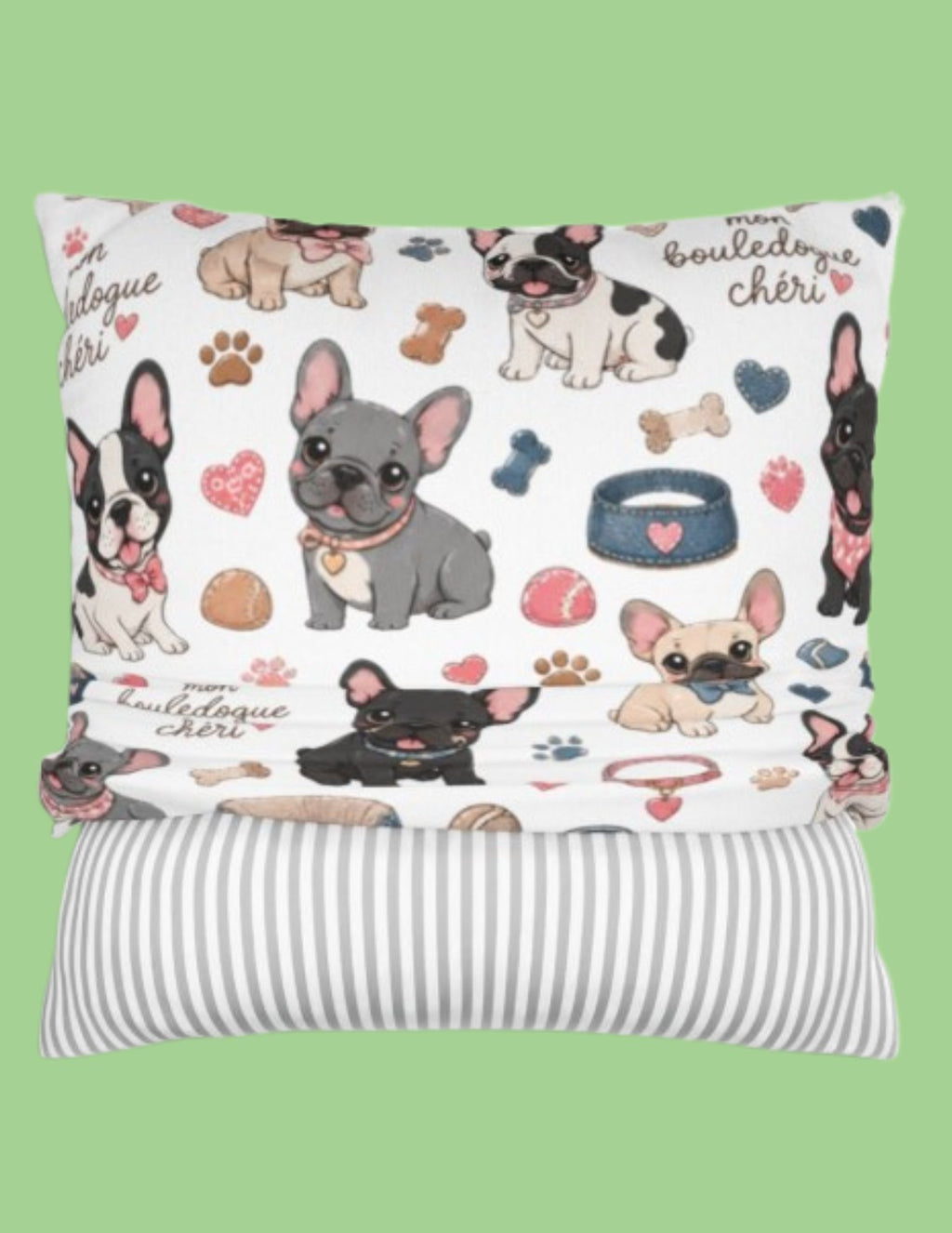 French Bulldog Pattern Pillowcase Cute Dog Print Decorative Throw Pillow Cover