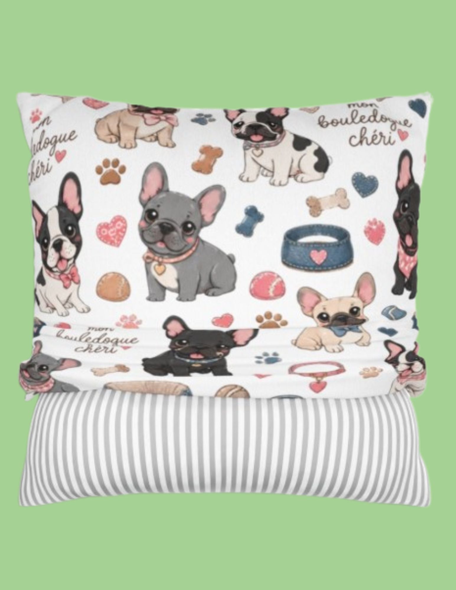 French Bulldog Pattern Pillowcase Cute Dog Print Decorative Throw Pillow Cover