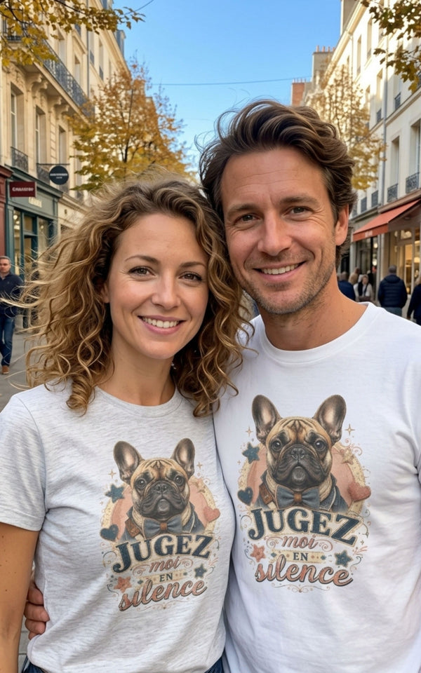T-Shirt Bouledogue Français Humour – Jugez-Moi En Silence