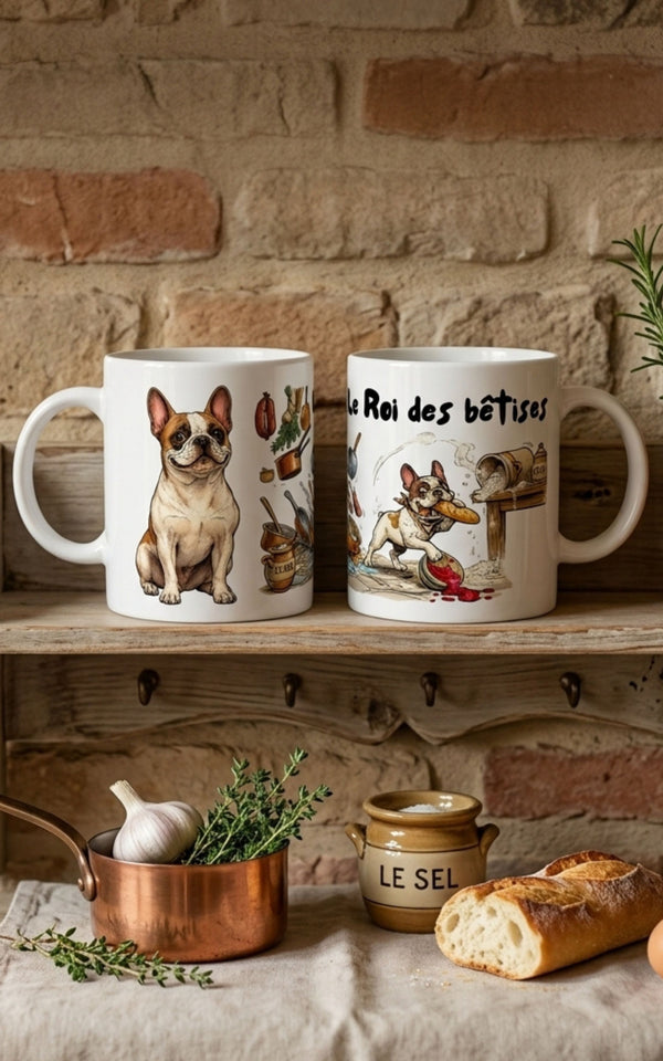Tasse Mug White Bouledogue Français - Bouledogue Français Le Roi des bêtises 11oz