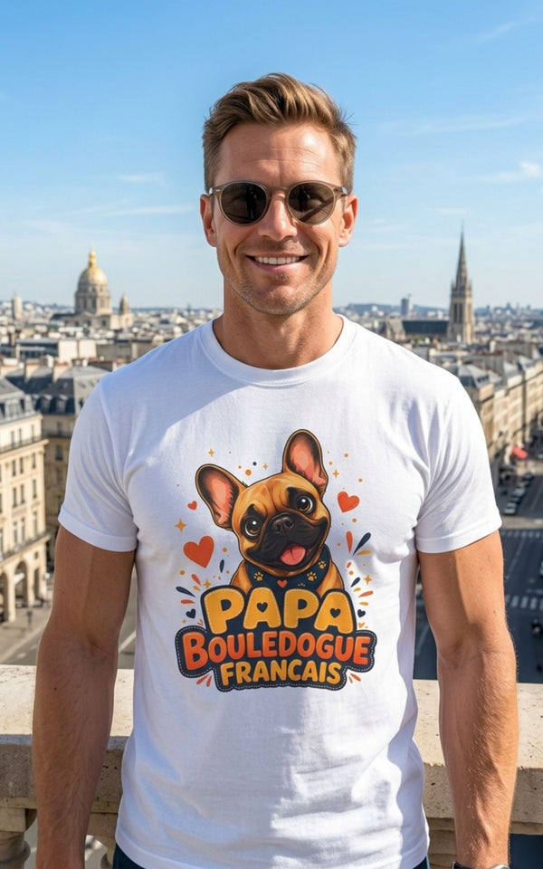 T-Shirt Homme Bouledogue Français – Papa Frenchie Cadeau